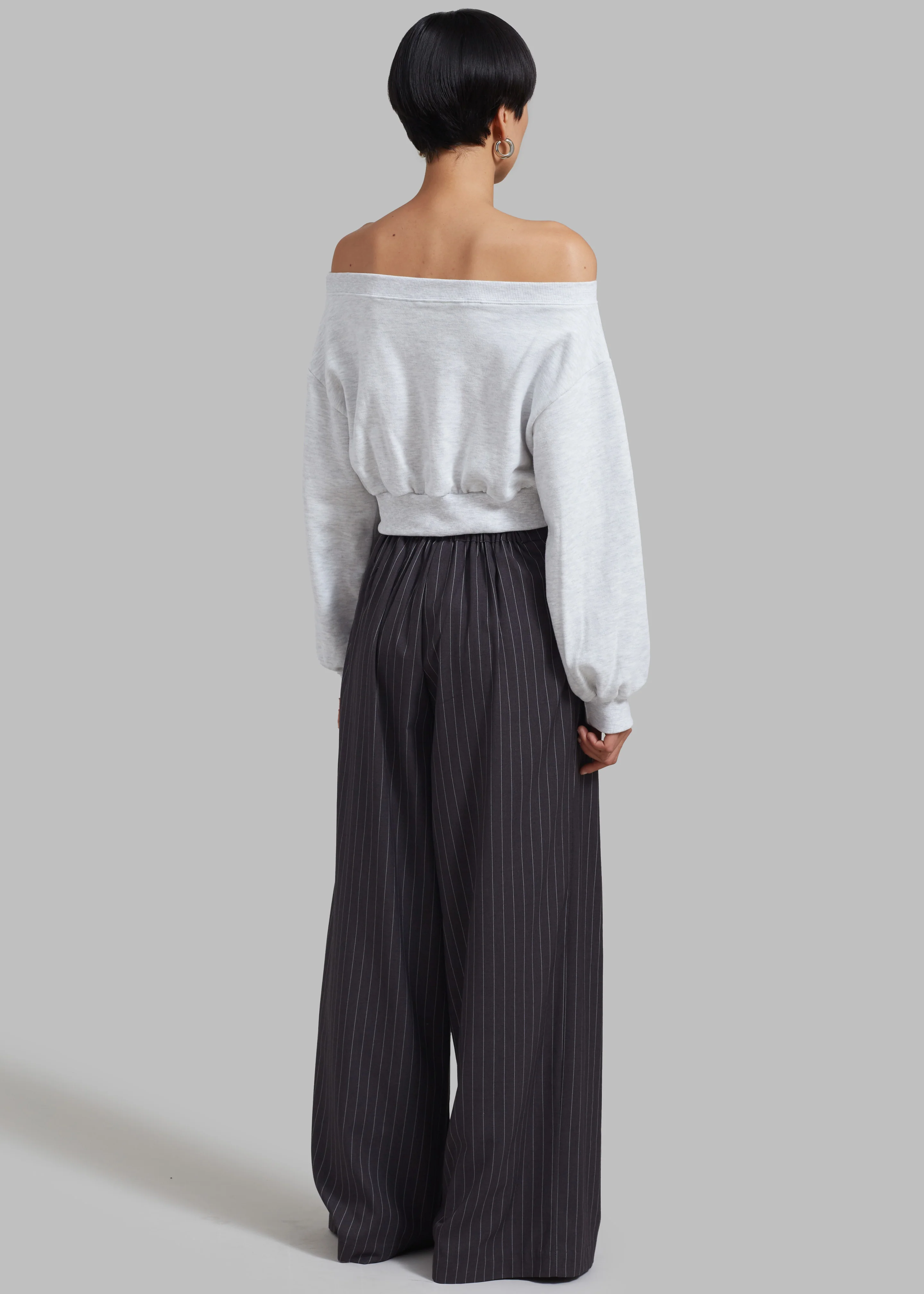Noor Wide Pants - Grey Pinstripe - Image 9