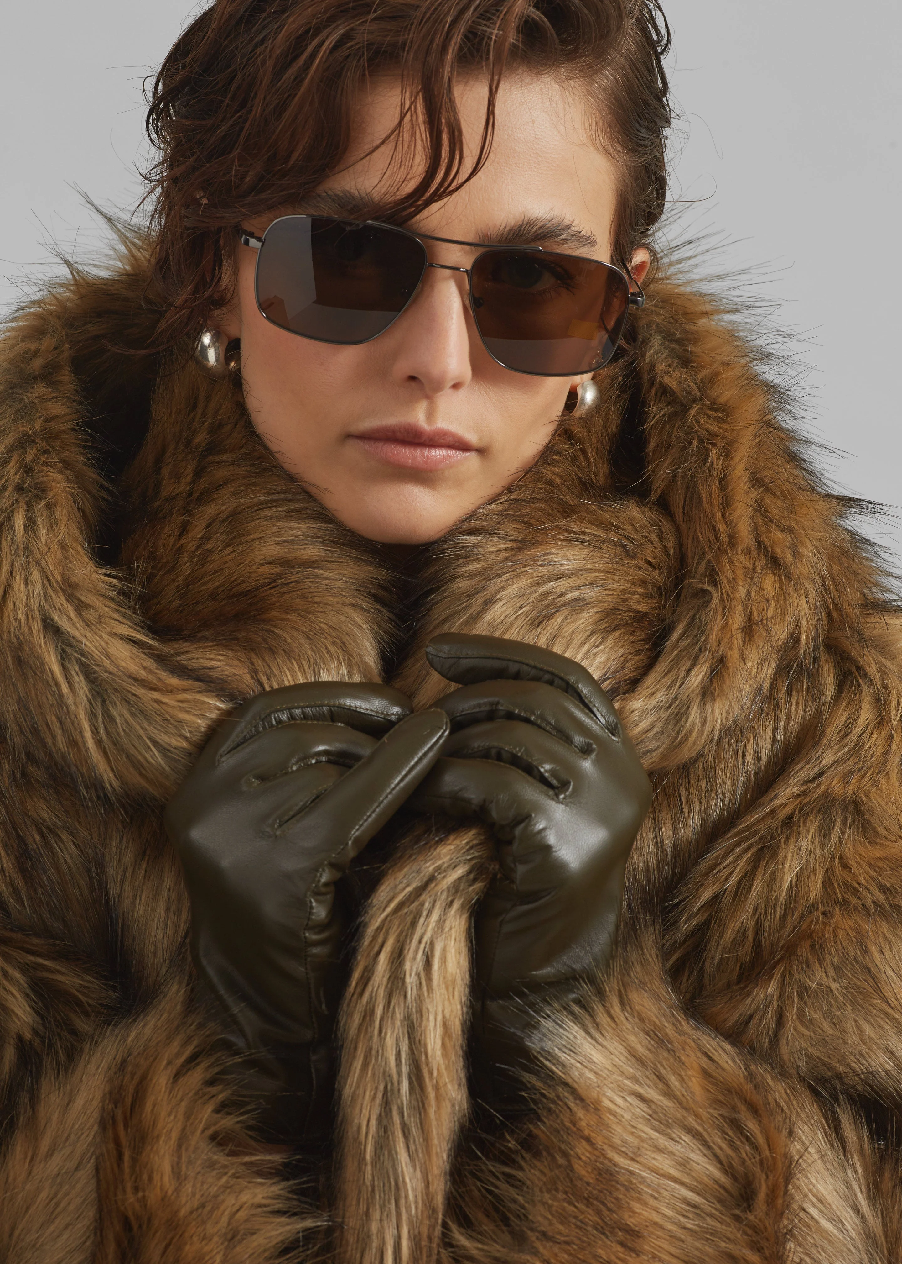 Norsjo Short Leather Gloves - Dark Olive - Image 2