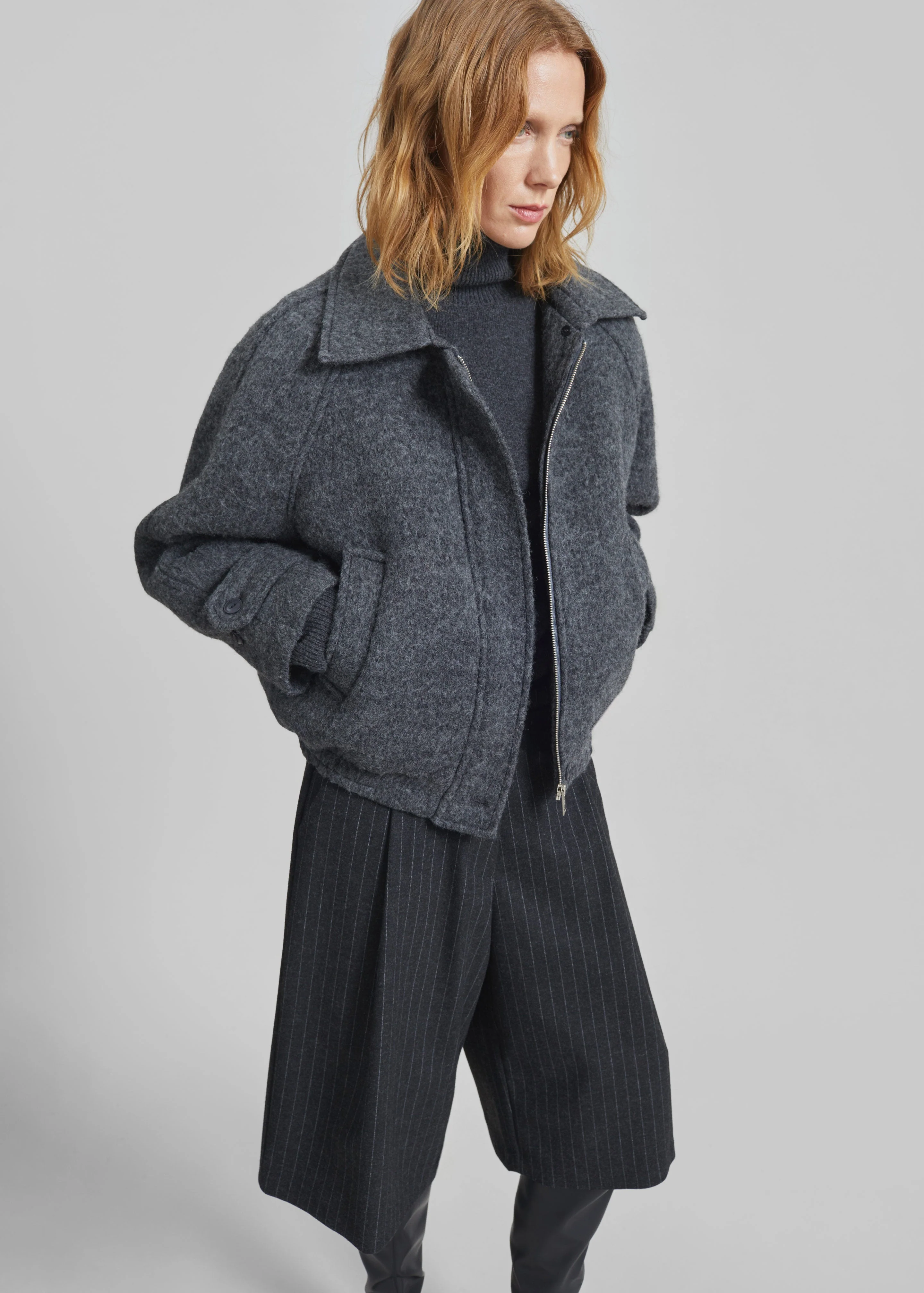 Nyborg Wool Quilted Jacket - Dark Grey