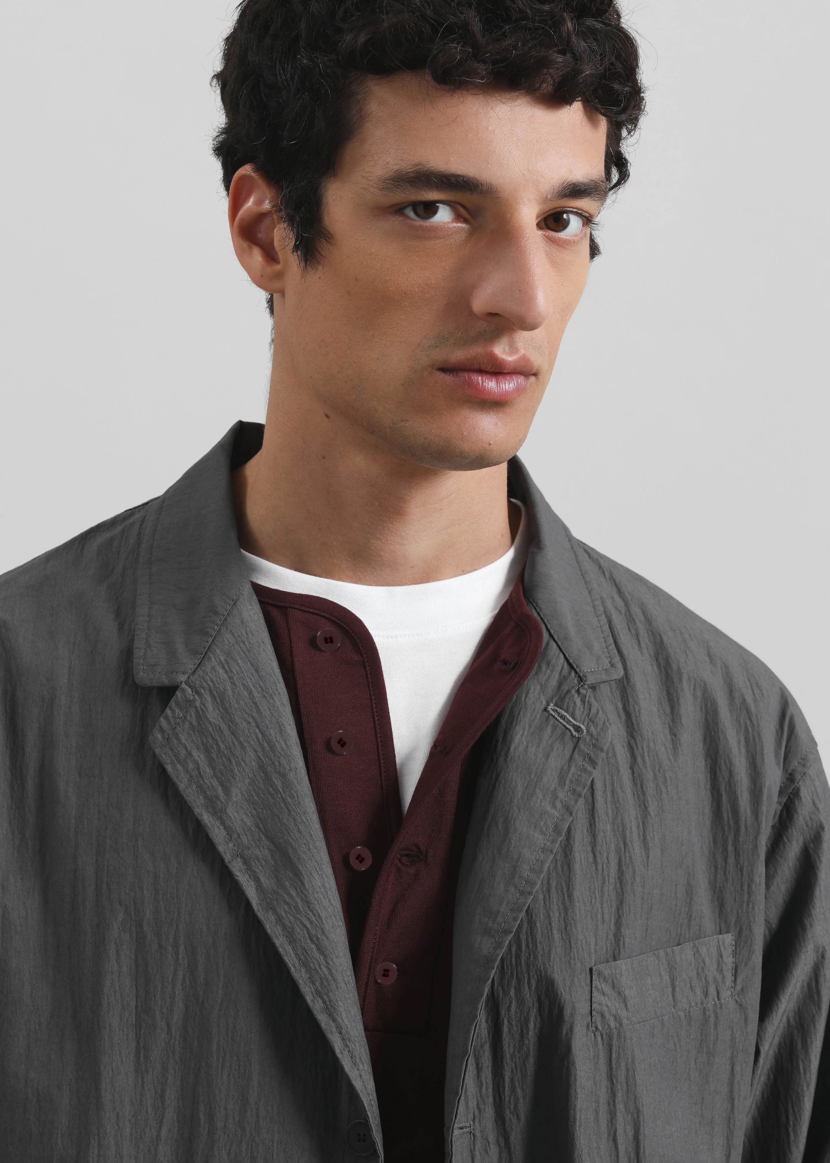 Ohio Crinkled Poplin Blazer - Slate Grey - Image 3