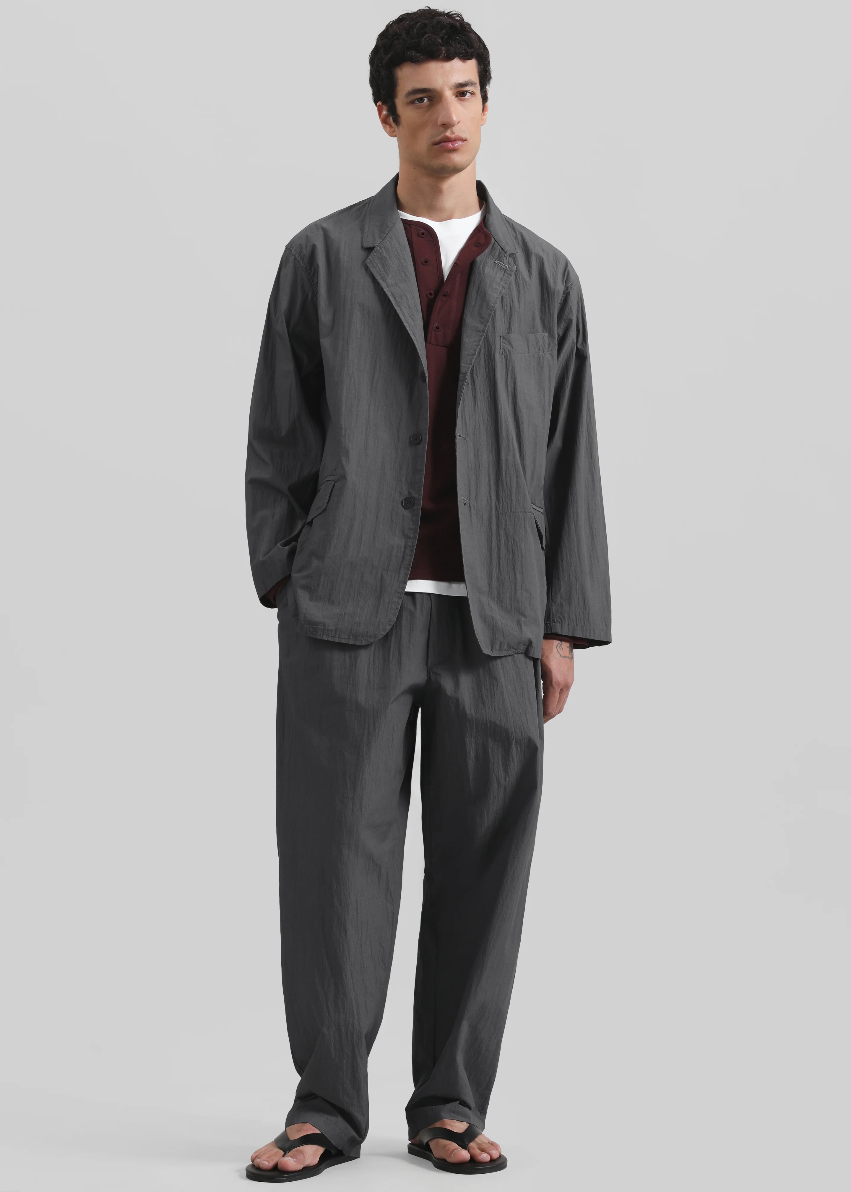 Ohio Crinkled Poplin Blazer - Slate Grey - Image 4