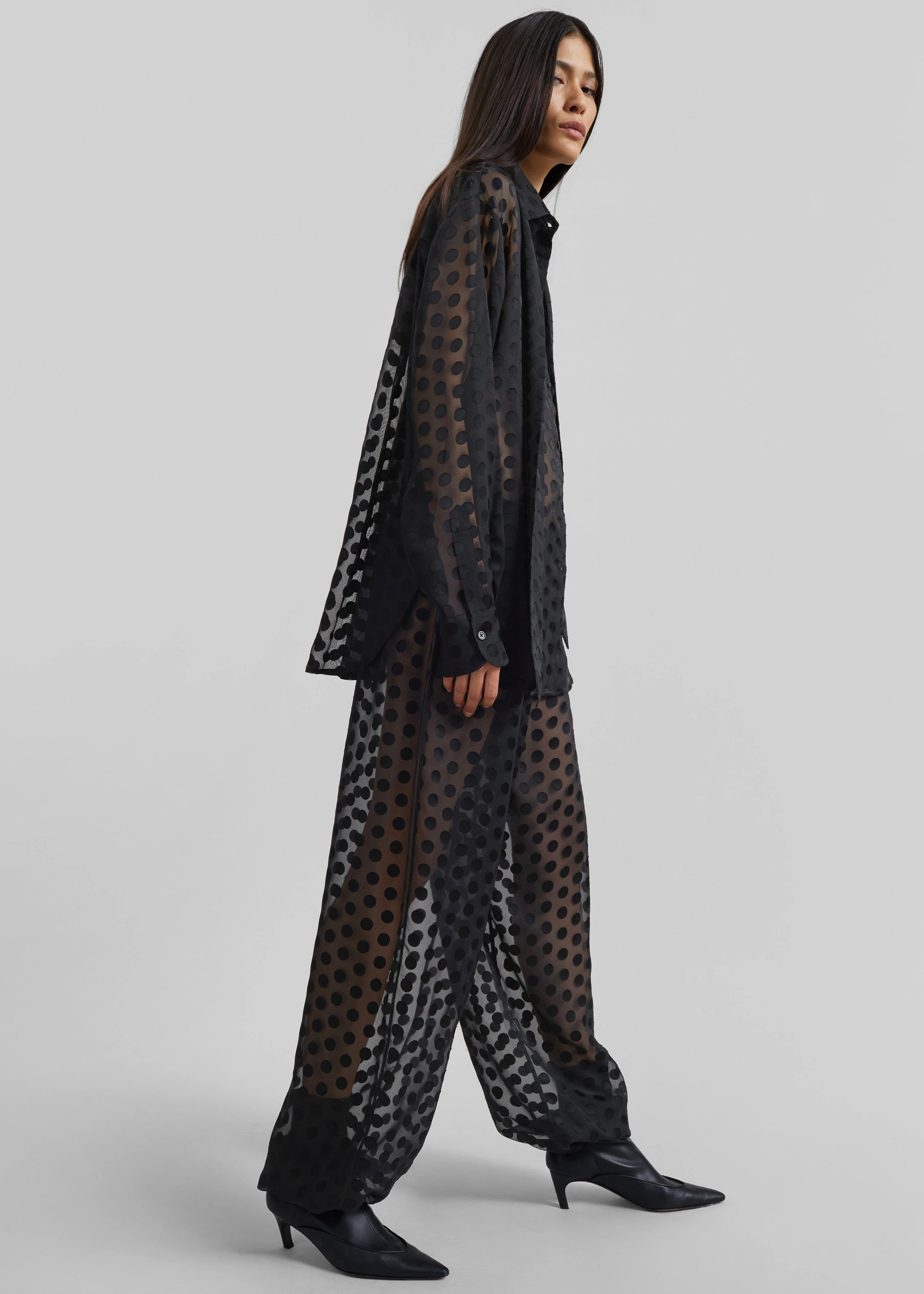 Orissa Sheer Balloon Pants - Black Polka Dot