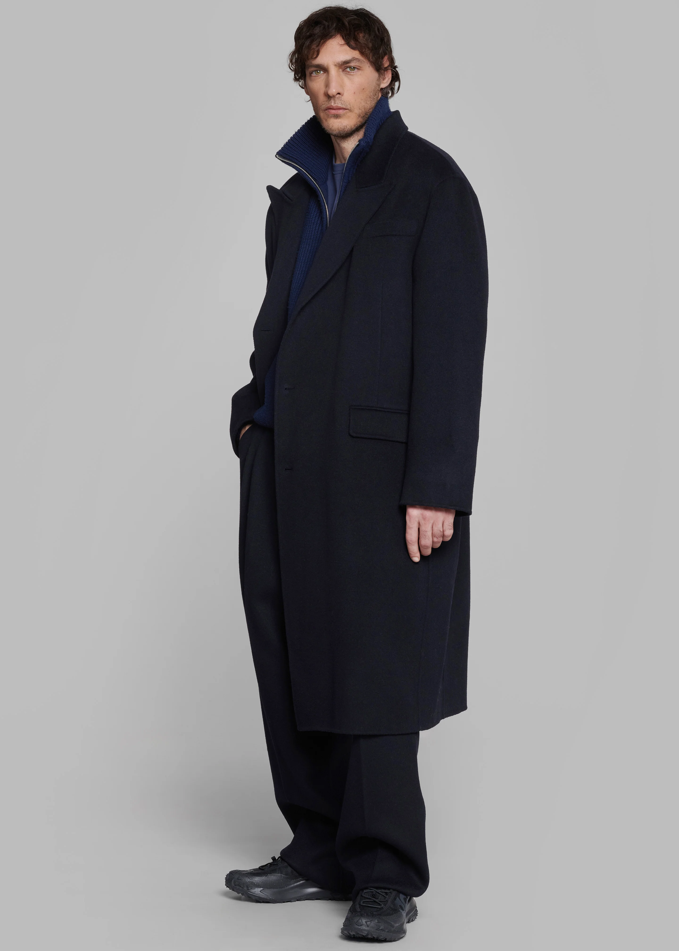 Paxton Wool Coat - Dark Navy - Image 3