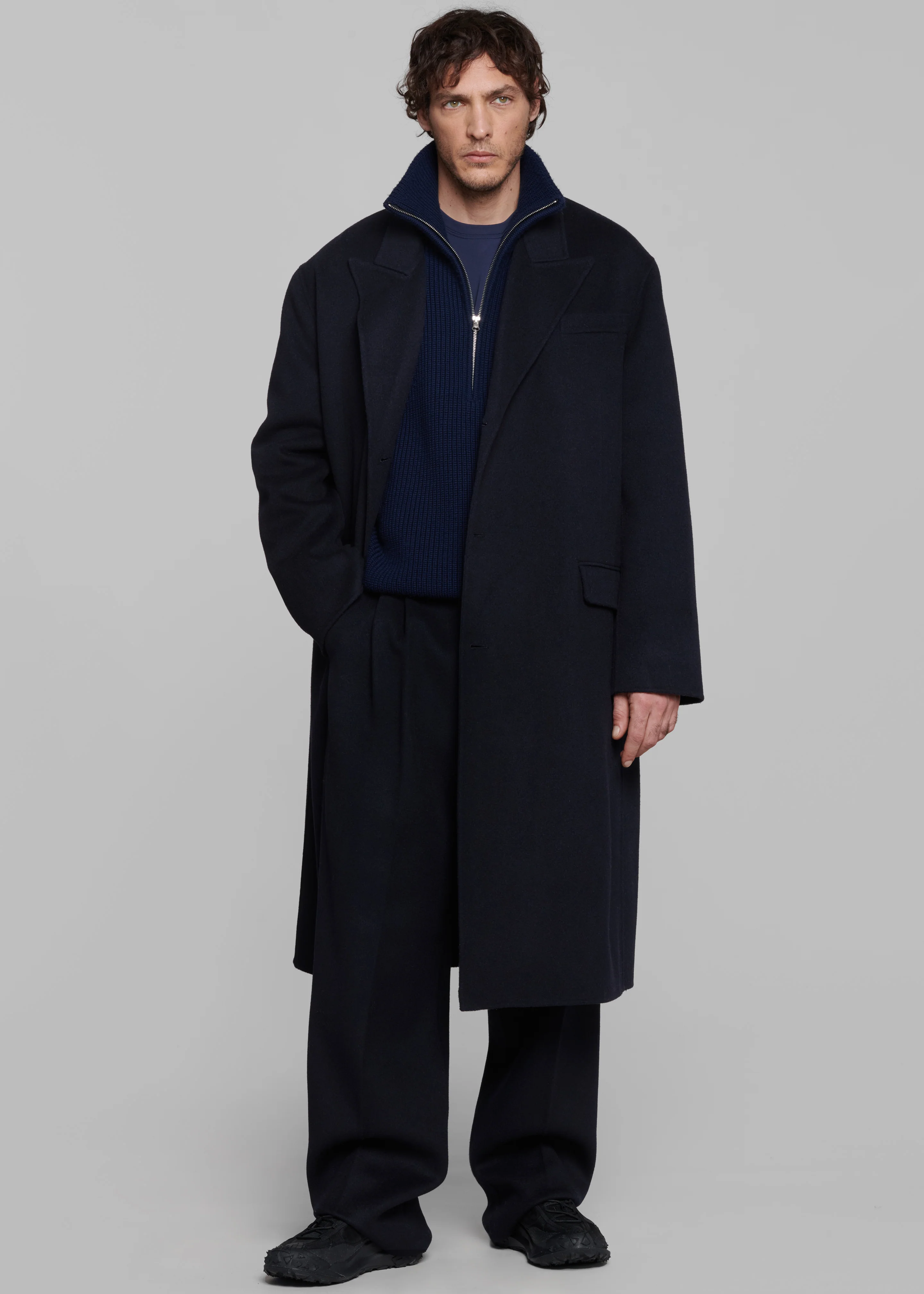 Paxton Wool Coat - Dark Navy - Image 4