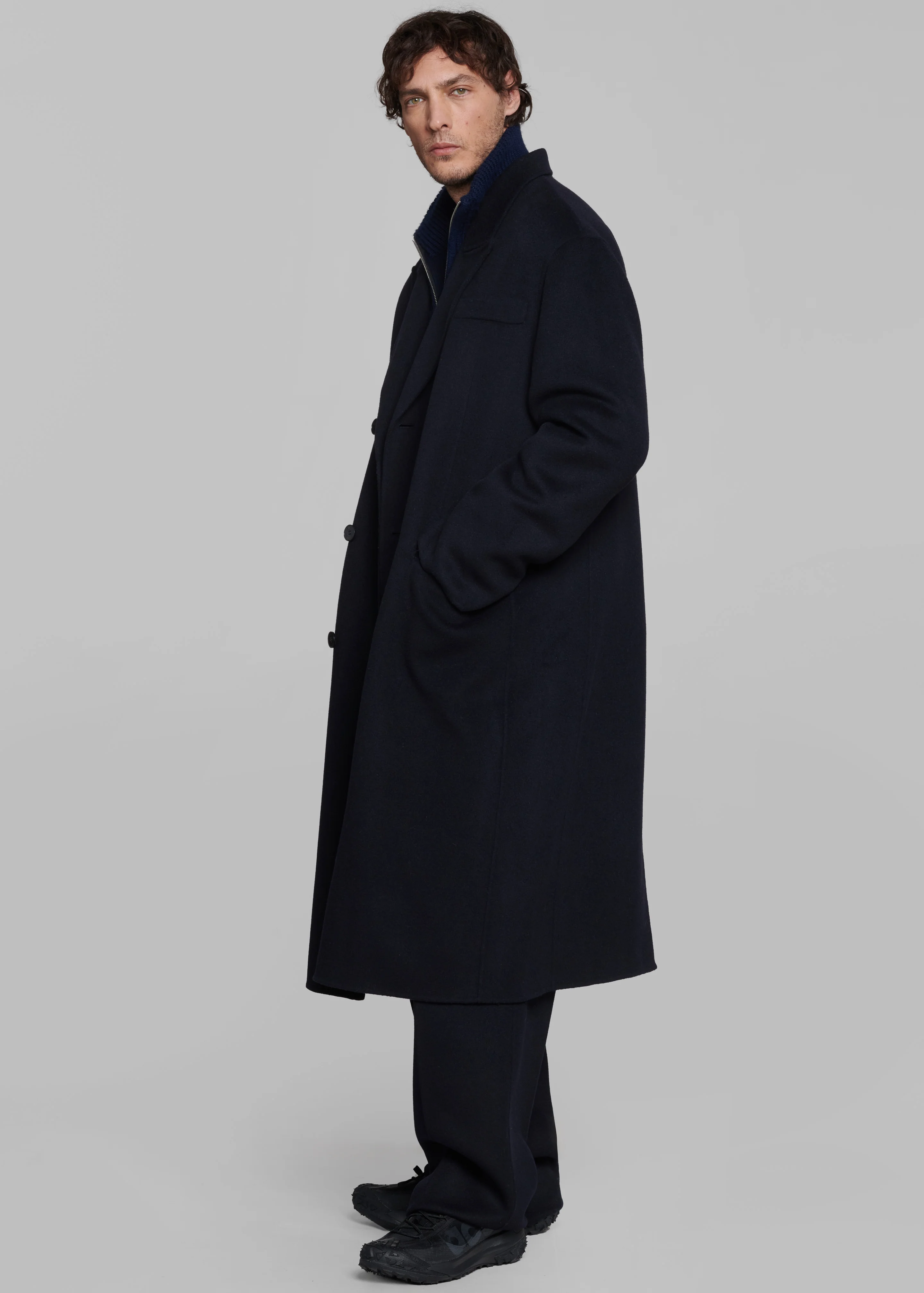 Paxton Wool Coat - Dark Navy - Image 5