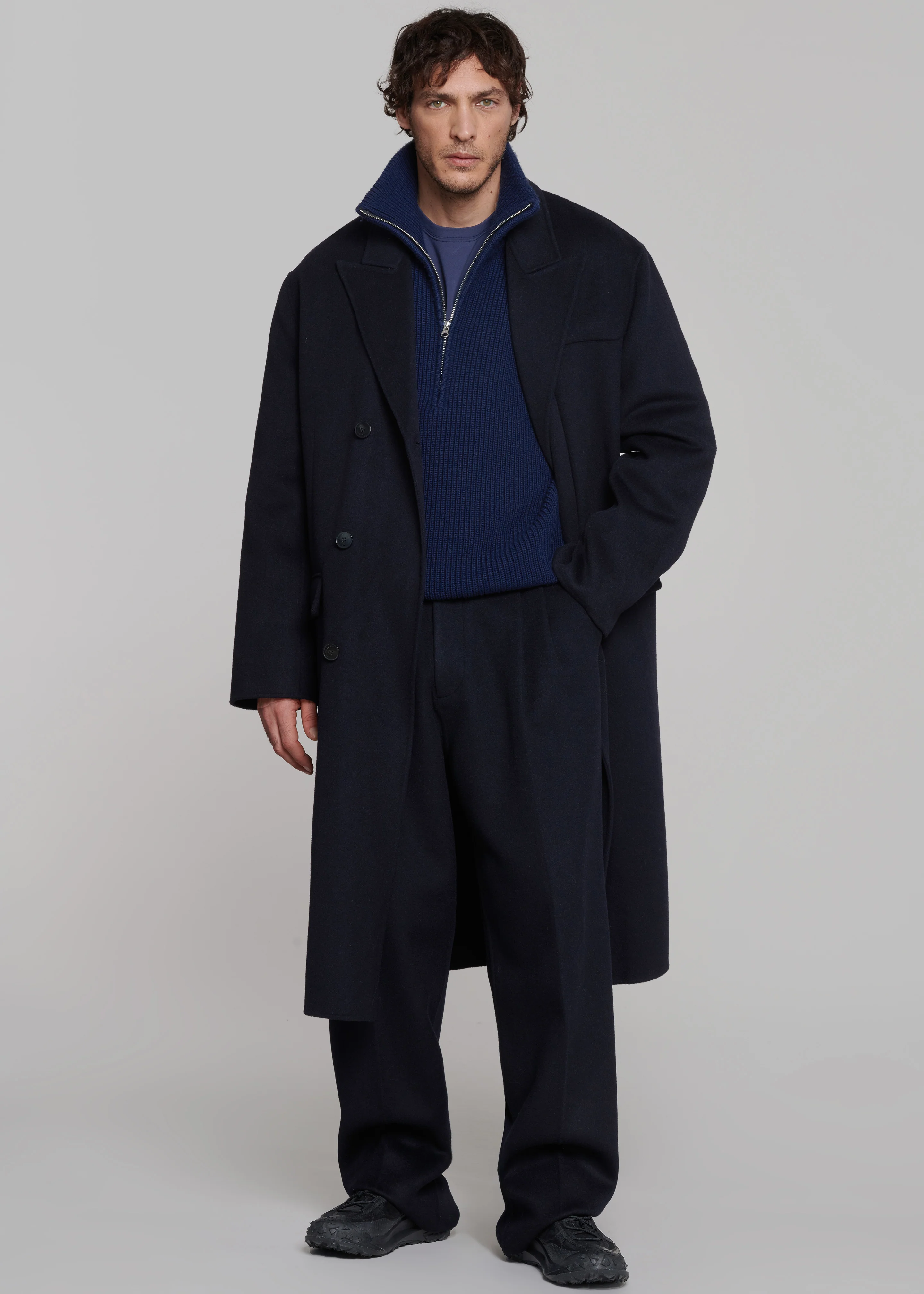 Paxton Wool Coat - Dark Navy - Image 7