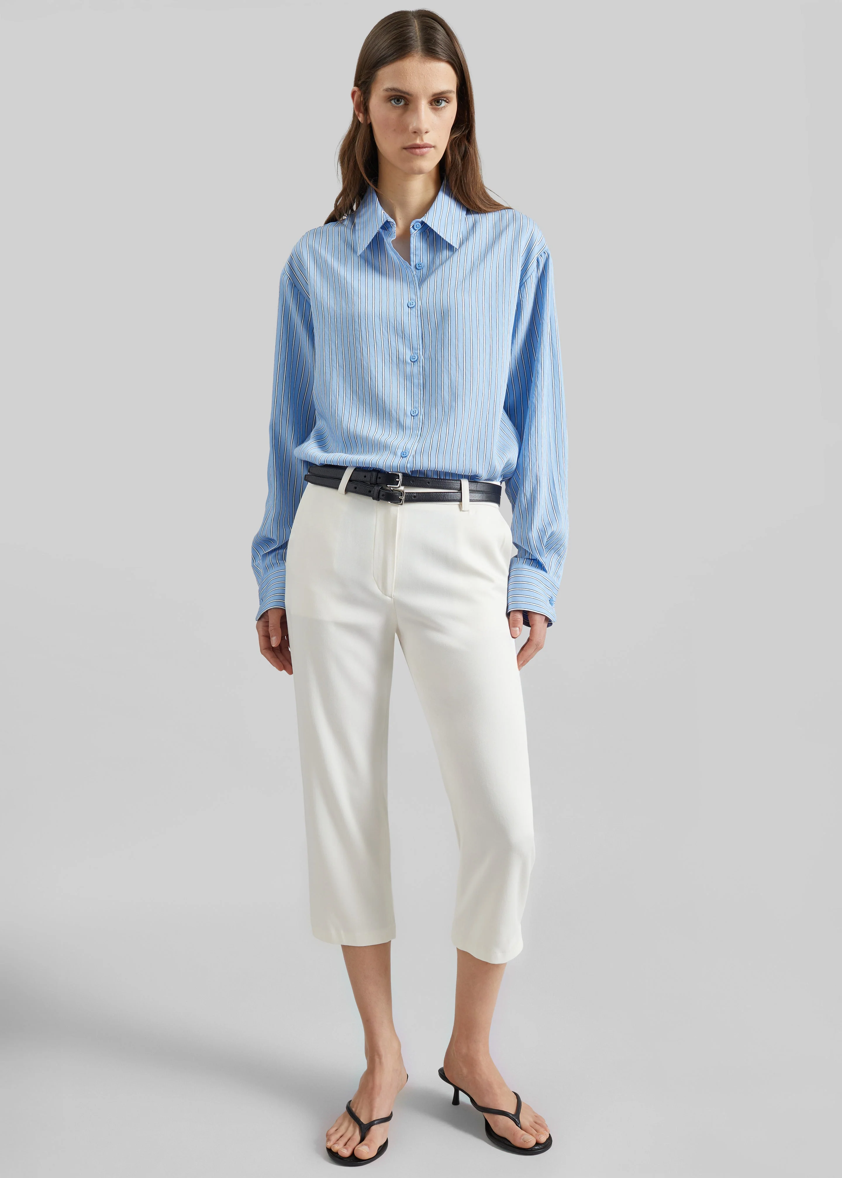 Peri Fluid Shirt - Blue/White Stripe - Image 6