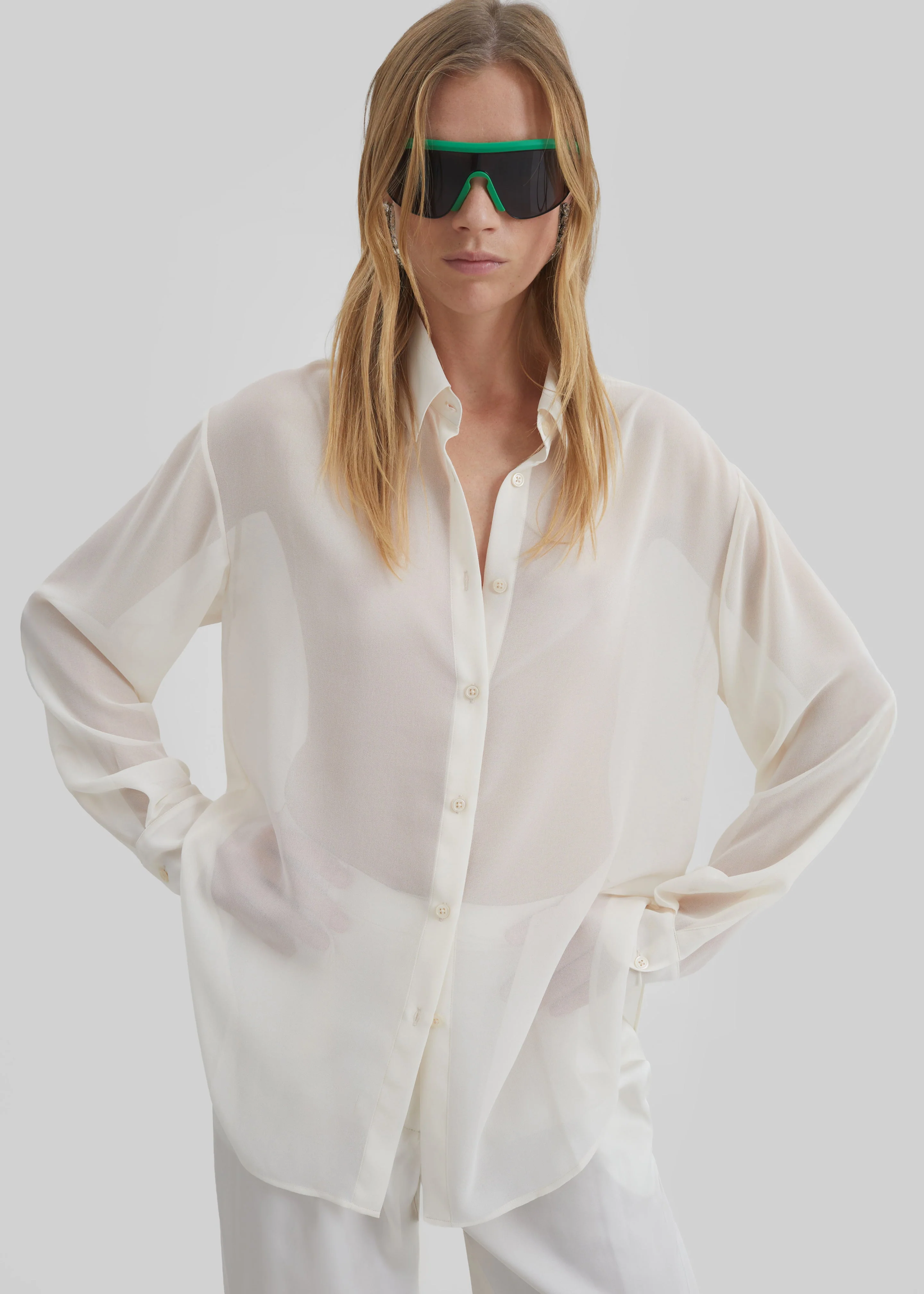 Peri Georgette Shirt - Ivory - Image 5