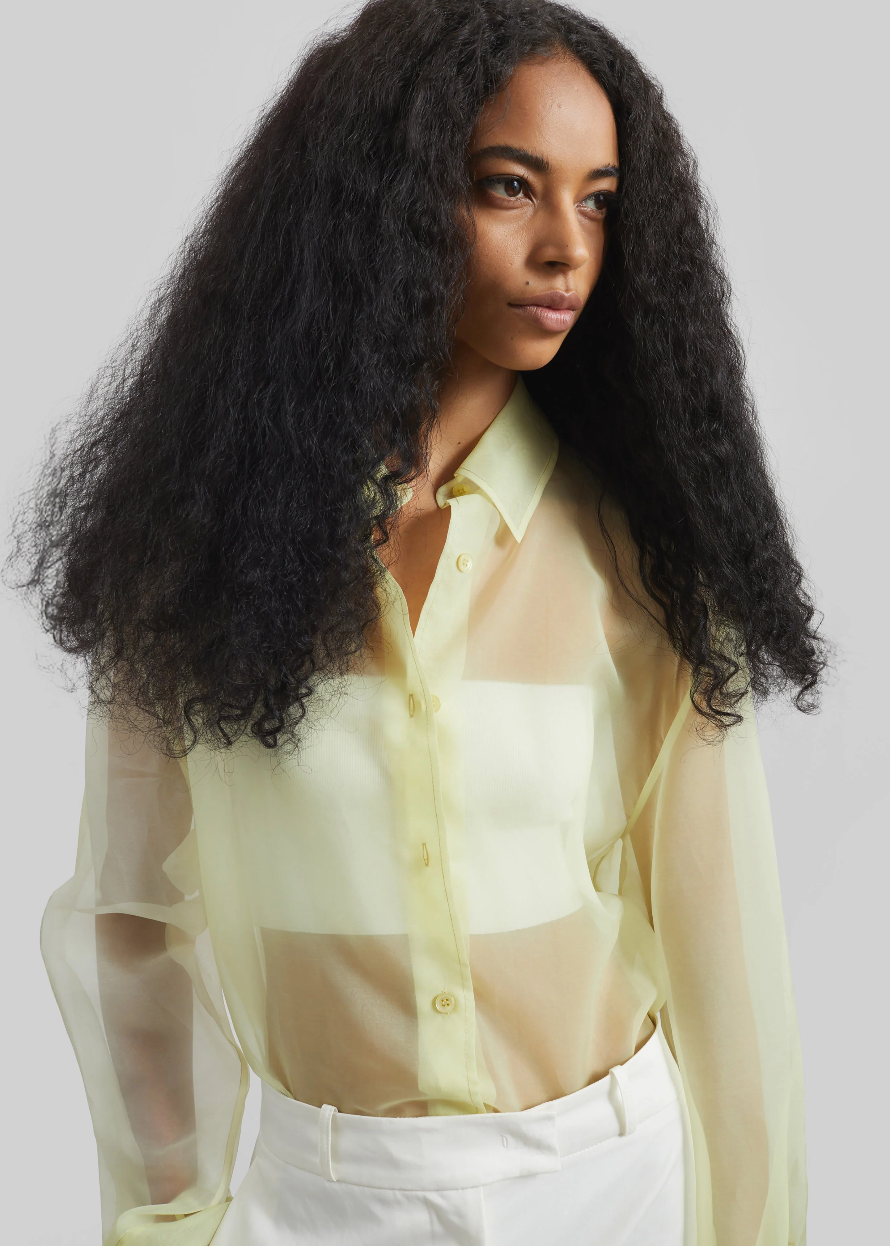 Peri Sheer Shirt - Pale Yellow - Image 2