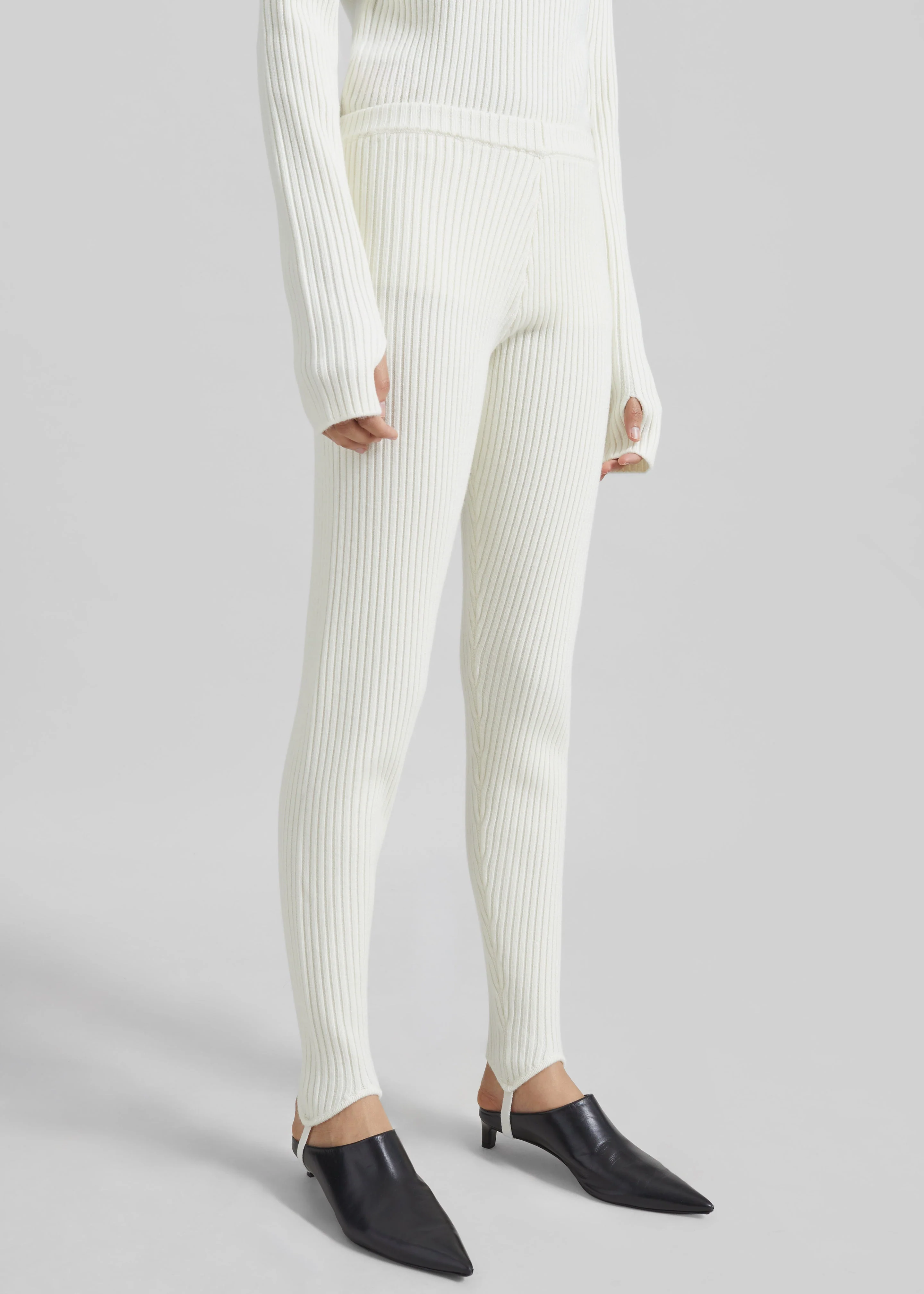 Piuma Knit Stirrup Leggings - White - Image 3