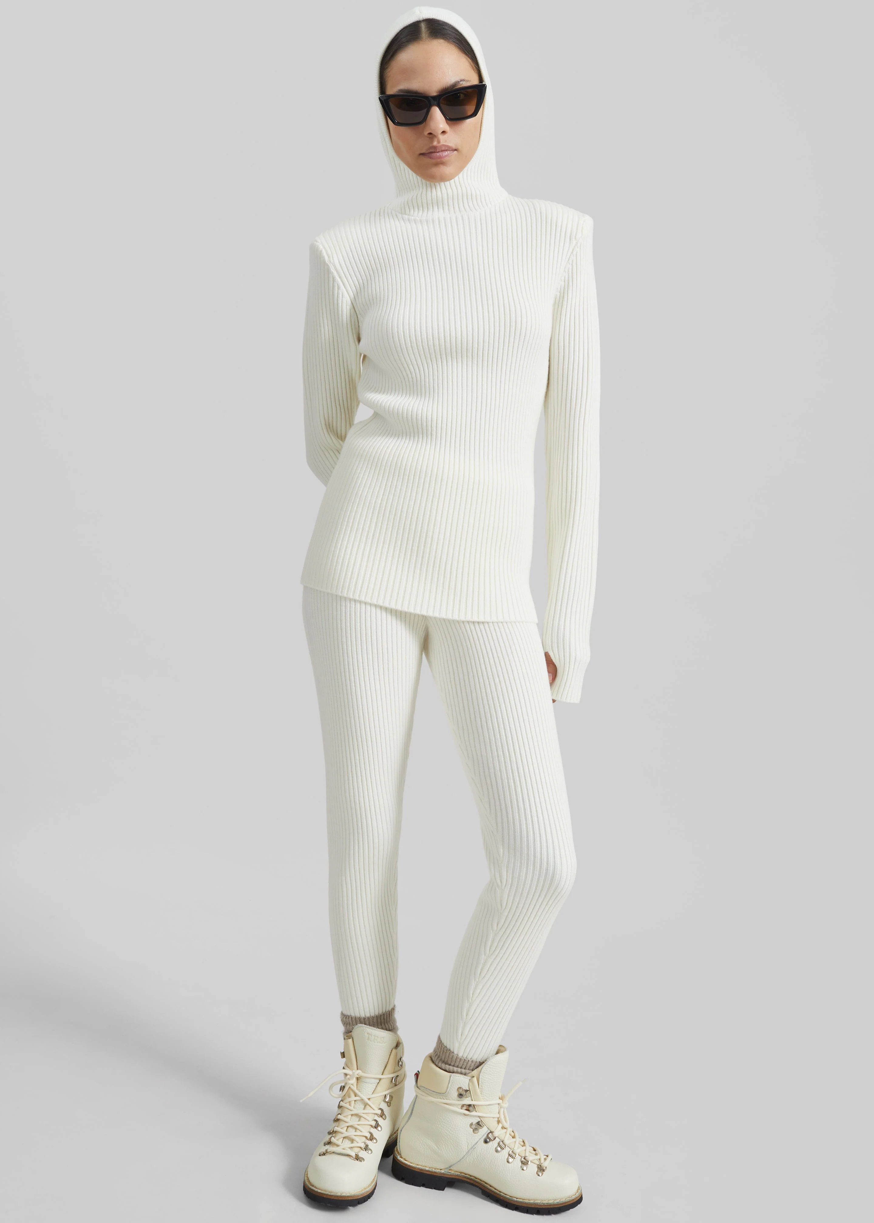 Piuma Knit Stirrup Leggings - White - Image 7