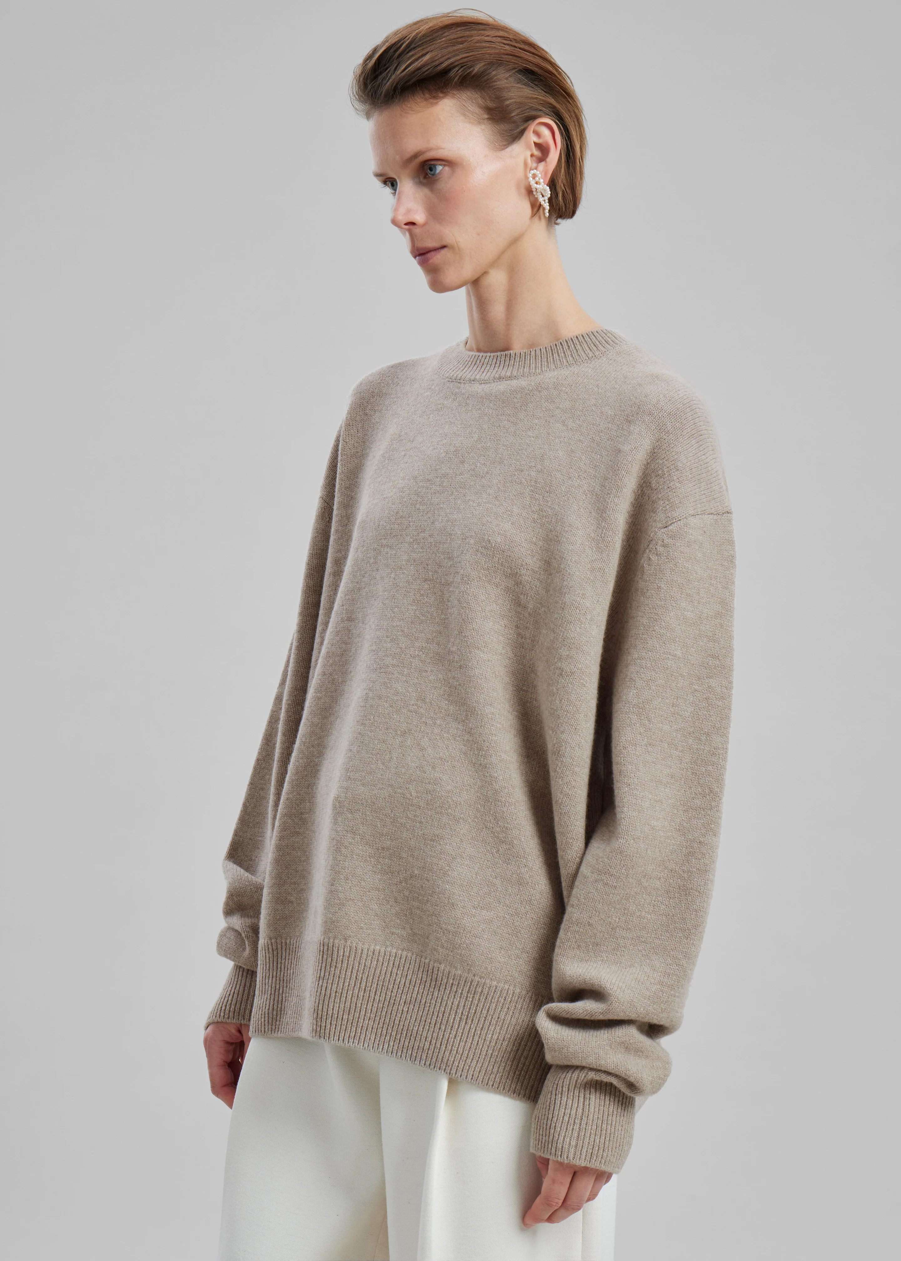 Quinton Crew Neck Sweater - Beige Melange - Image 4