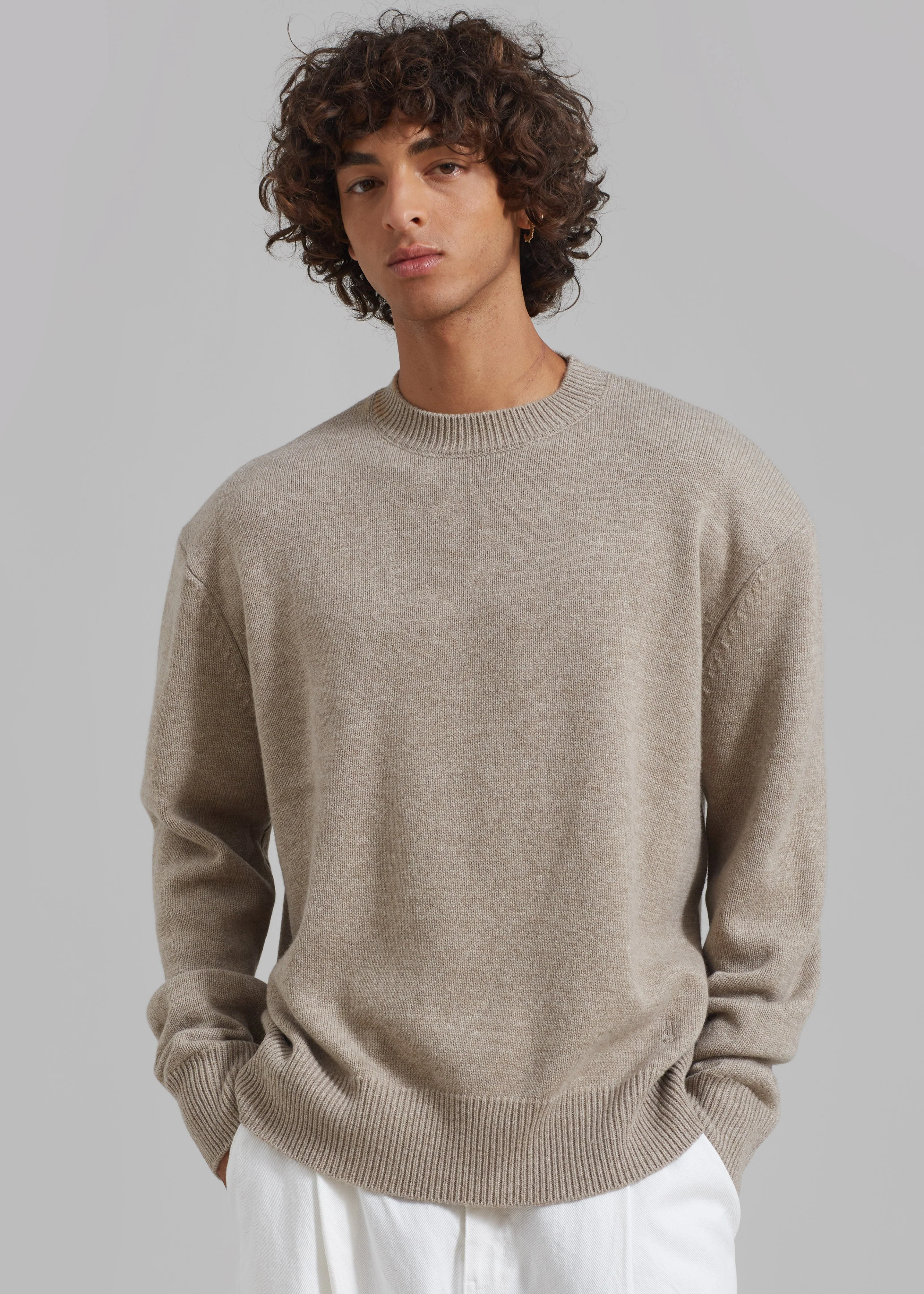 Quinton Crew Neck Sweater - Beige Melange - Image 7