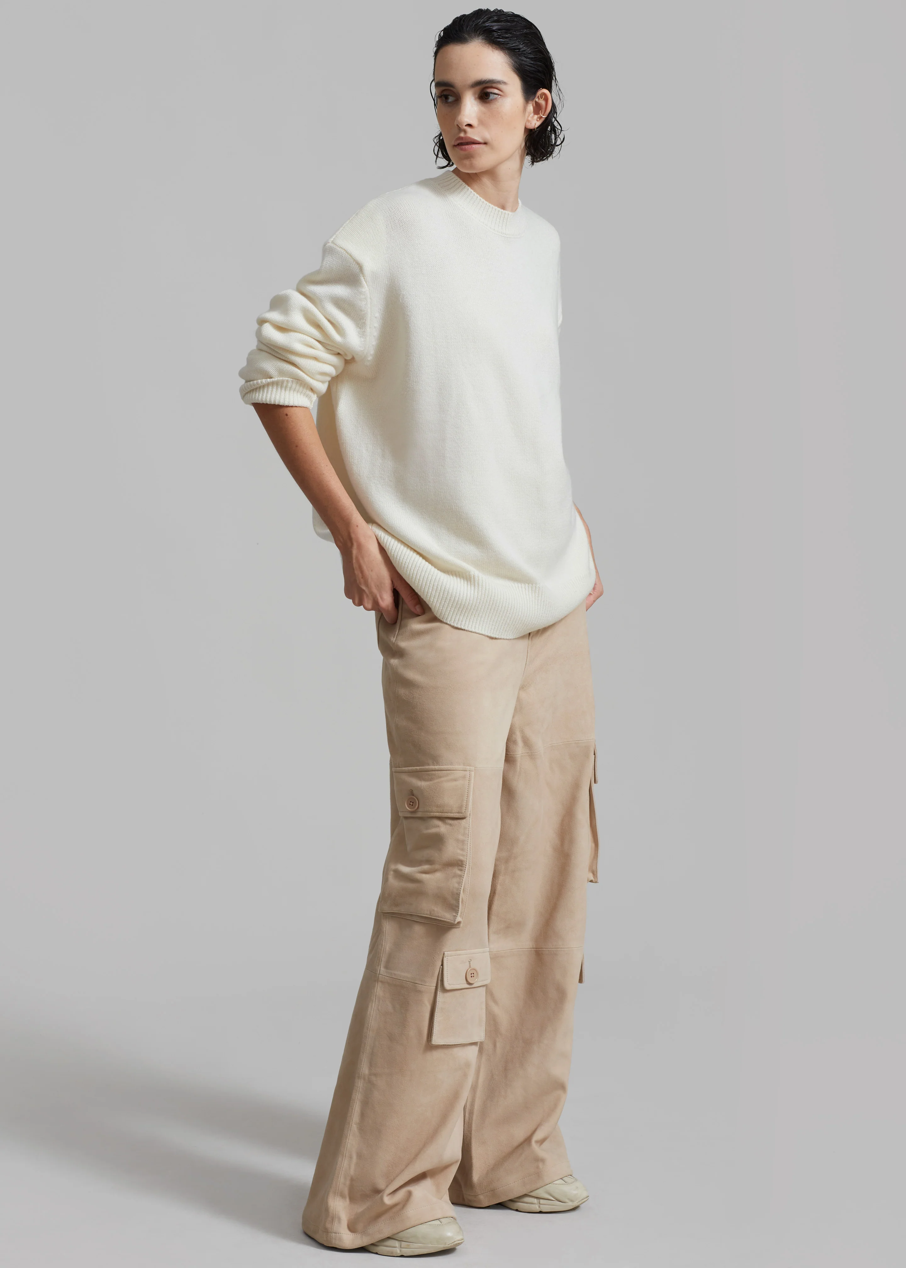 Rafaela Padded Knit Sweater - Ivory - Image 9
