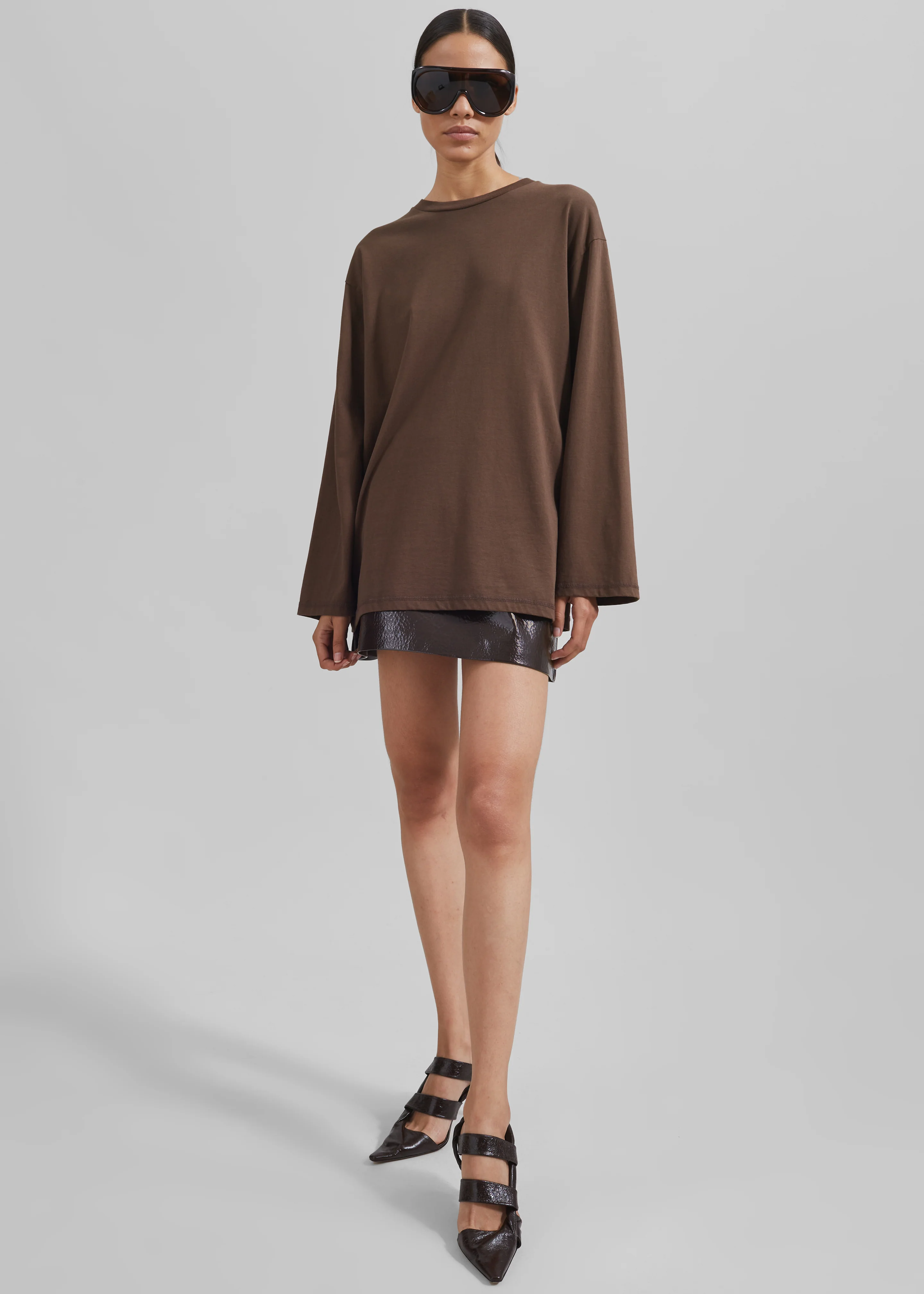 Rainey Long Sleeve Tee - Brown - Image 2