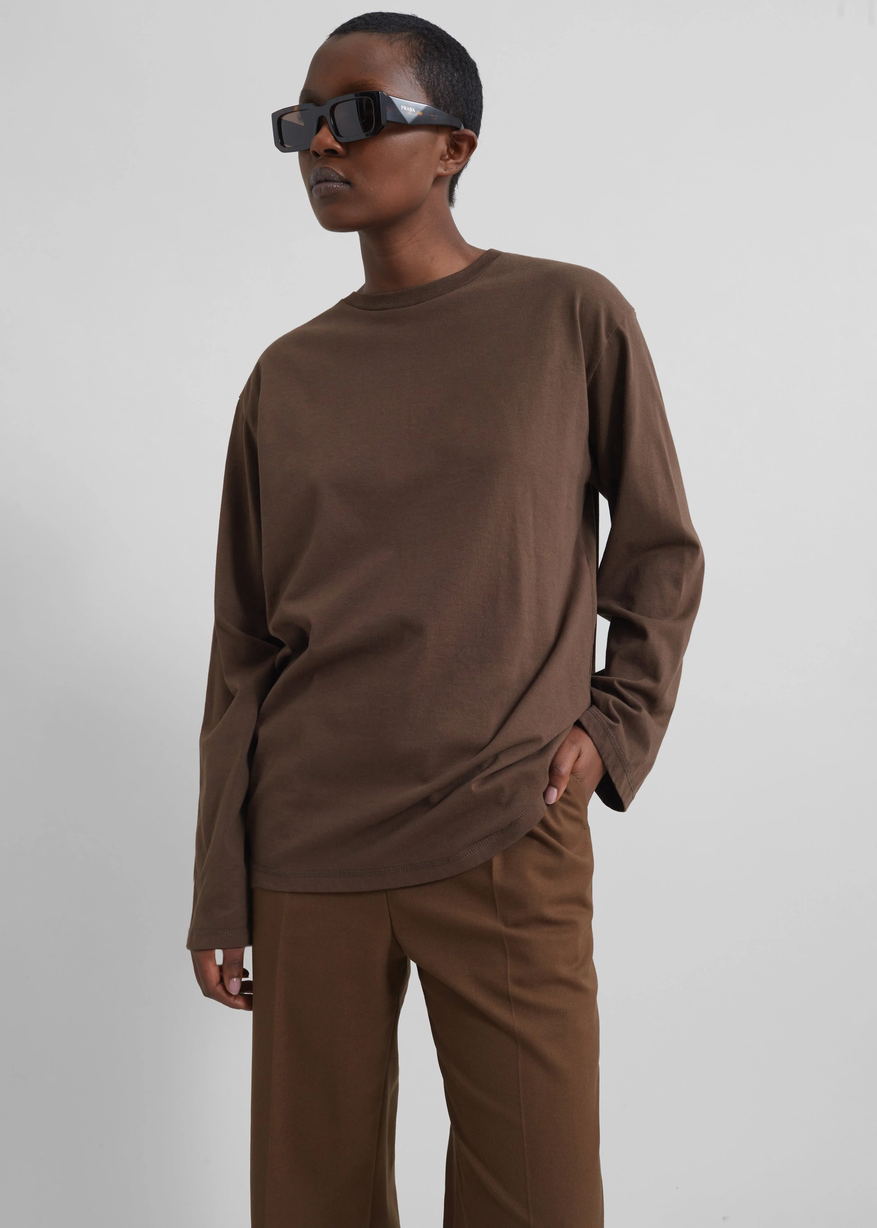 Rainey Long Sleeve Tee - Brown - Image 5