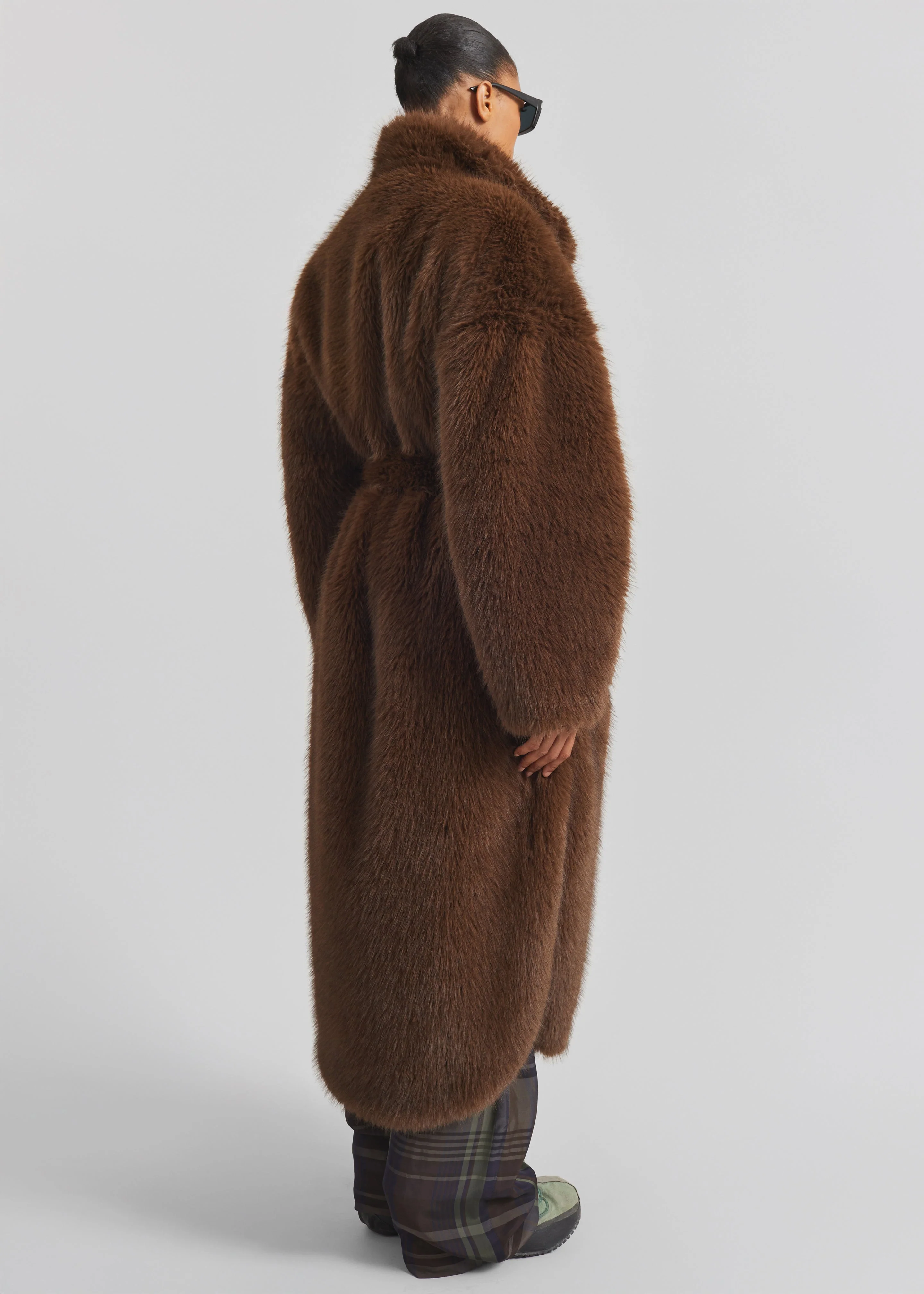Ravello Faux Fur Robe Coat - Brown - Image 11