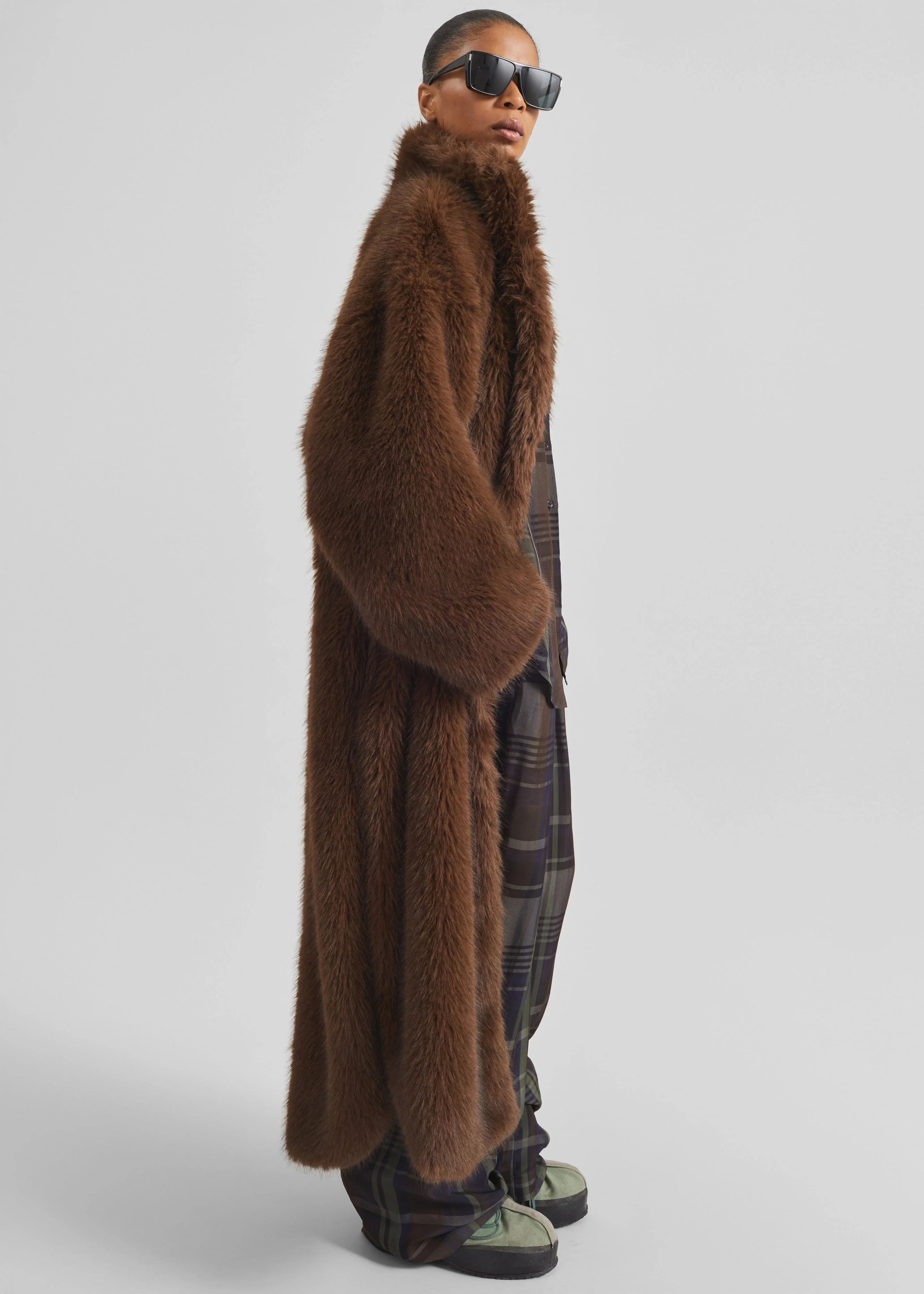 Ravello Faux Fur Robe Coat - Brown - Image 8