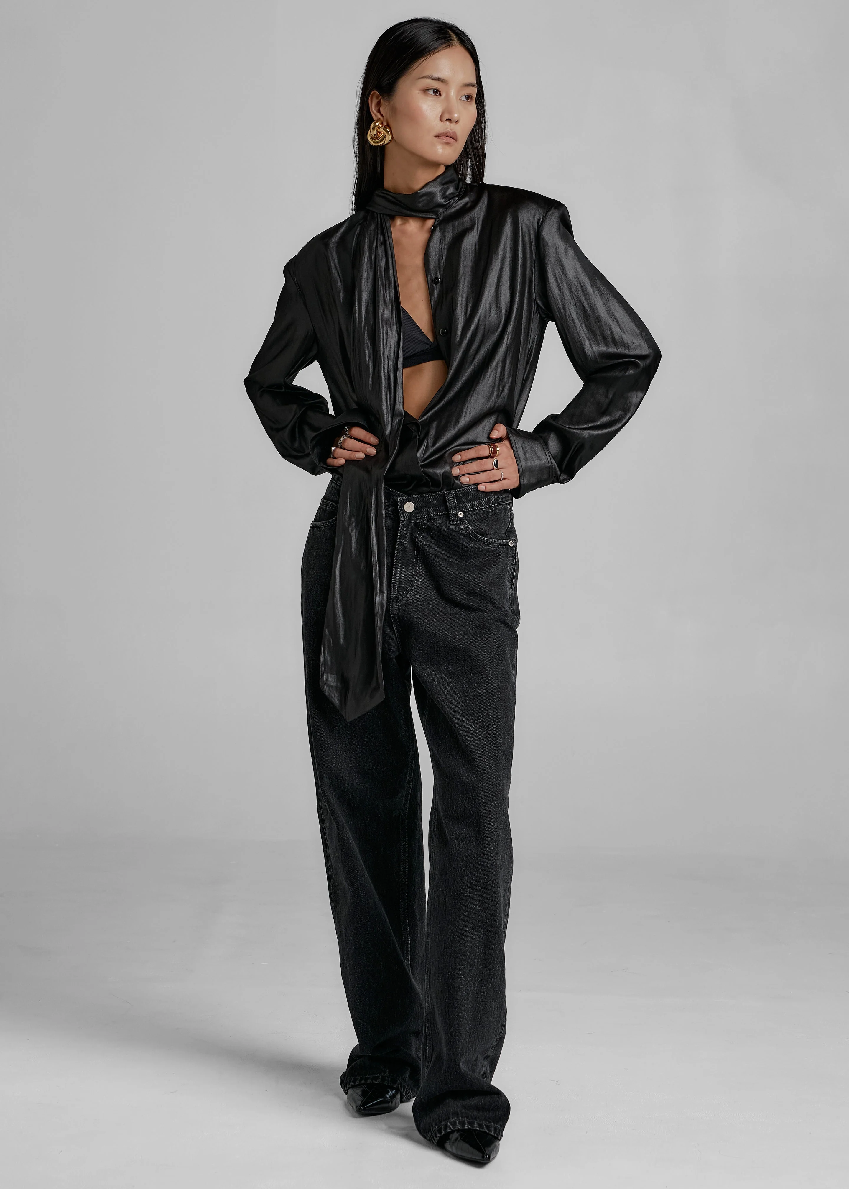 Raven Low Rise Jeans - Black Wash - Image 7