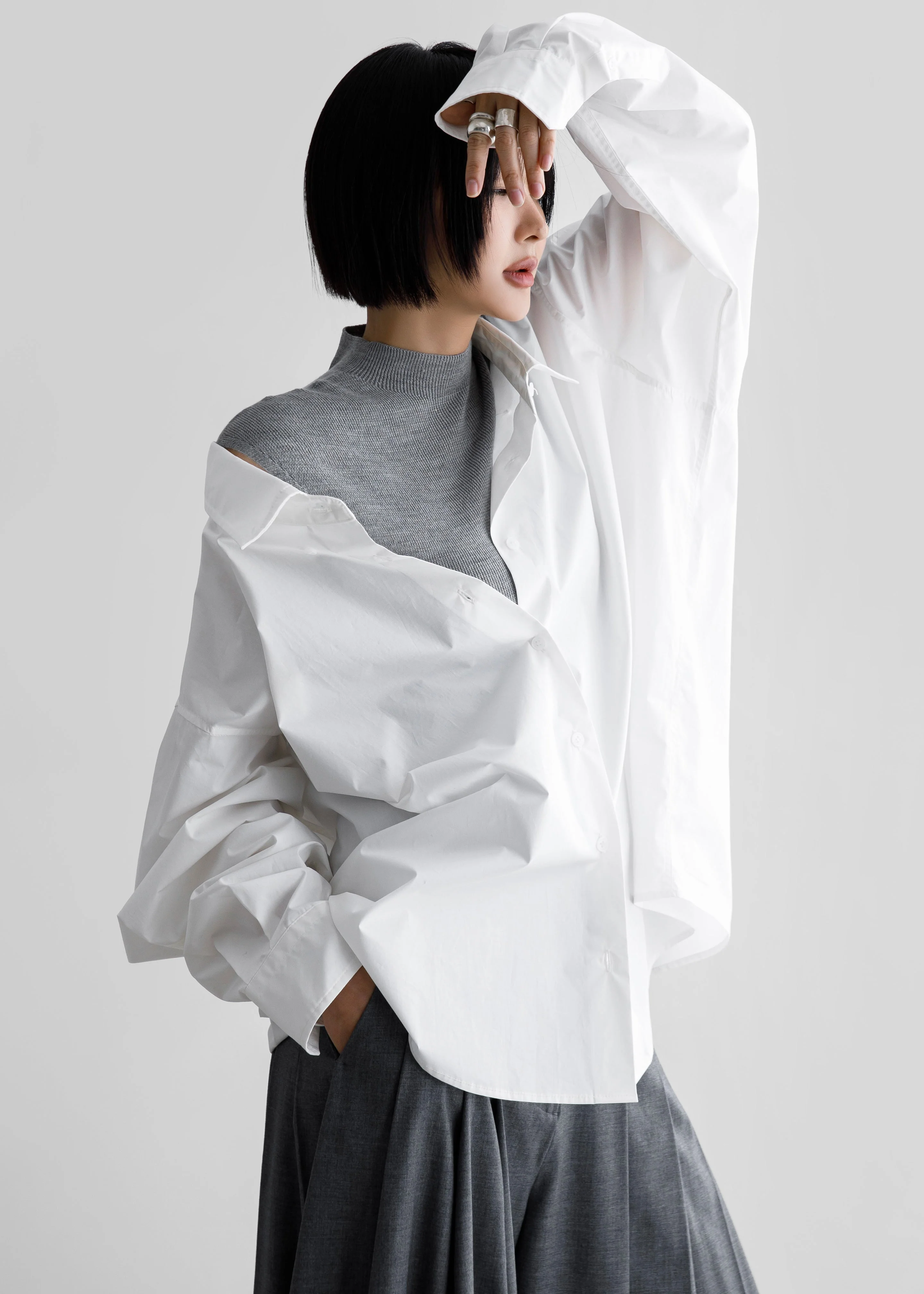 Revel Poplin Oversized Shirt - White - Image 3