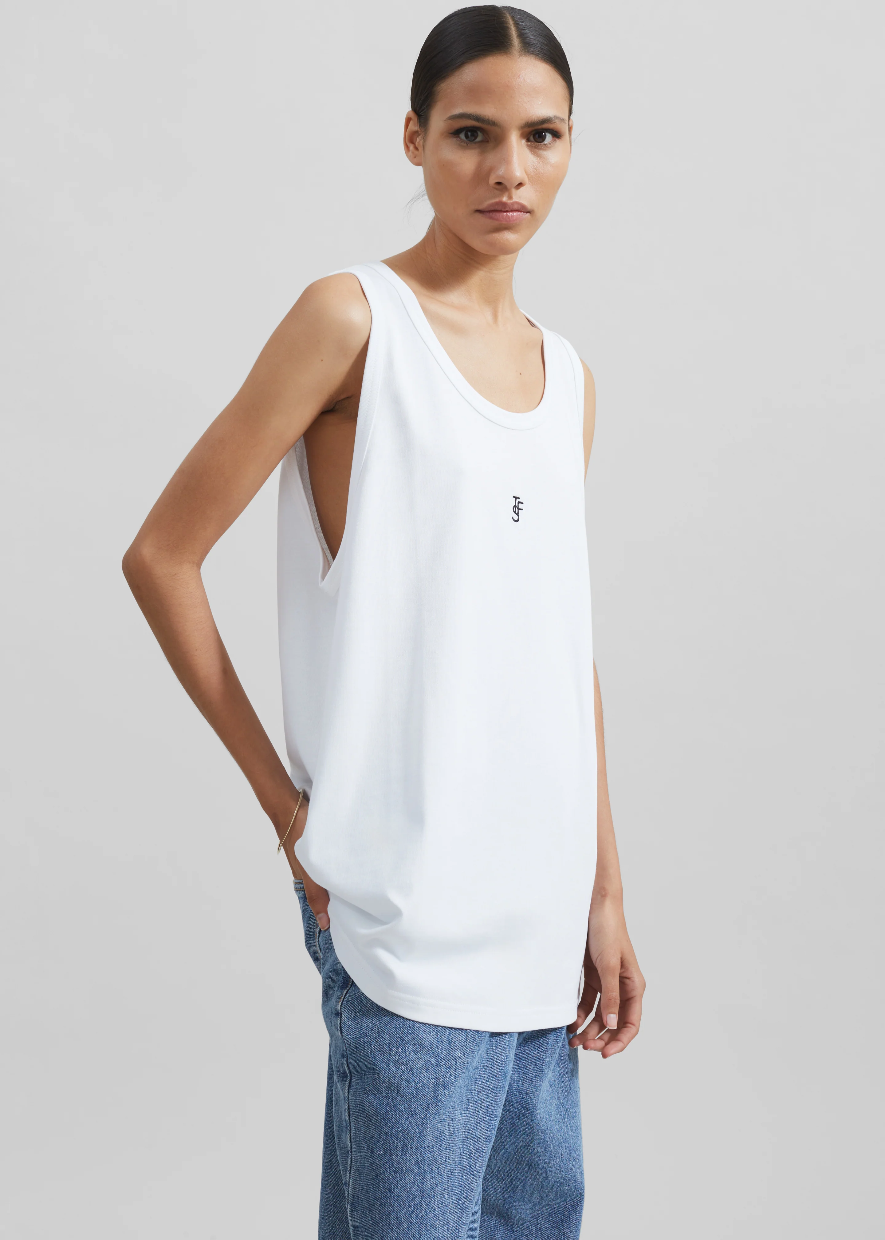 Rexy Embroidered Tank Top - White - Image 4