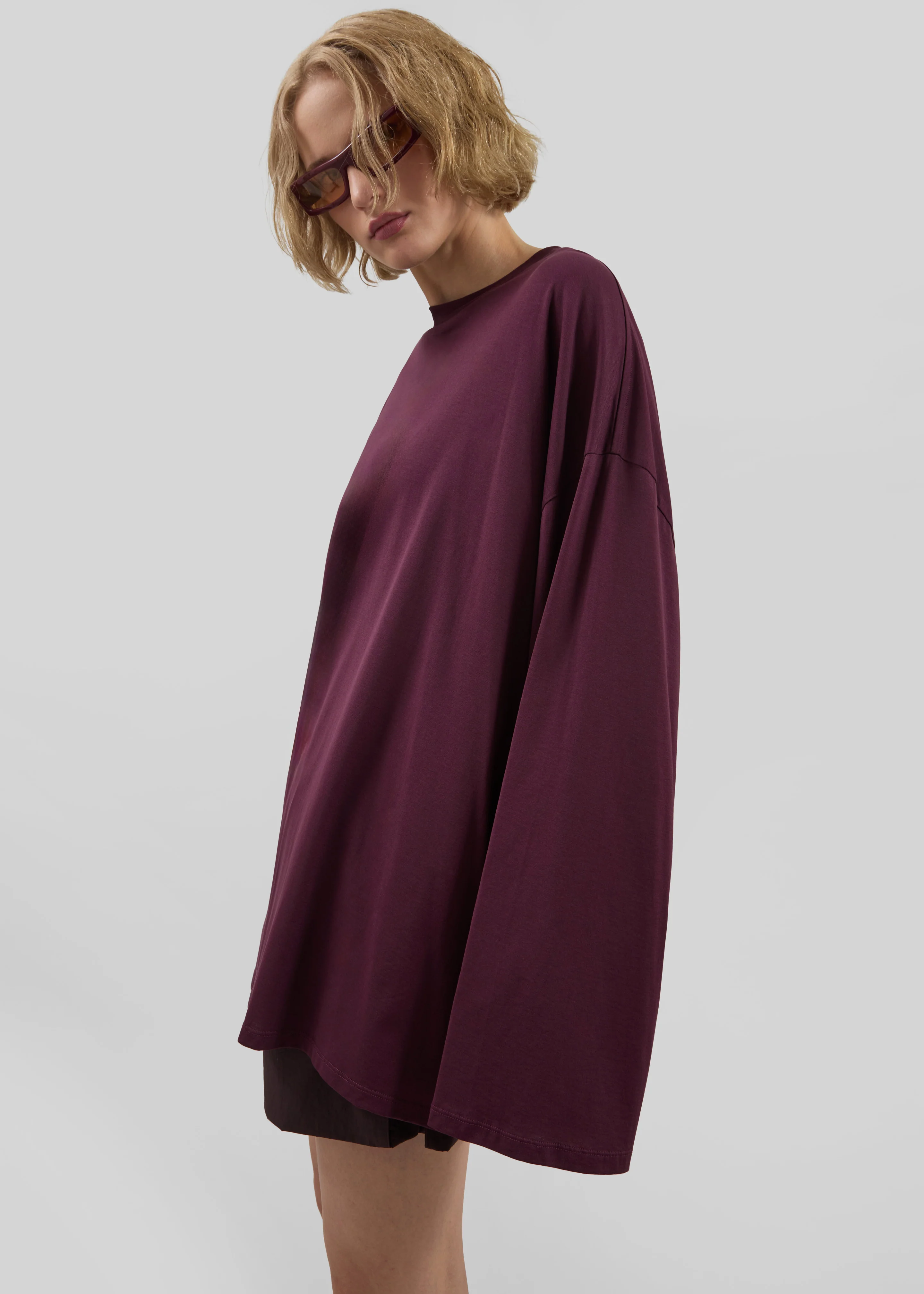 Rio Oversized Sleeve Tee - Burgundy - Image 2