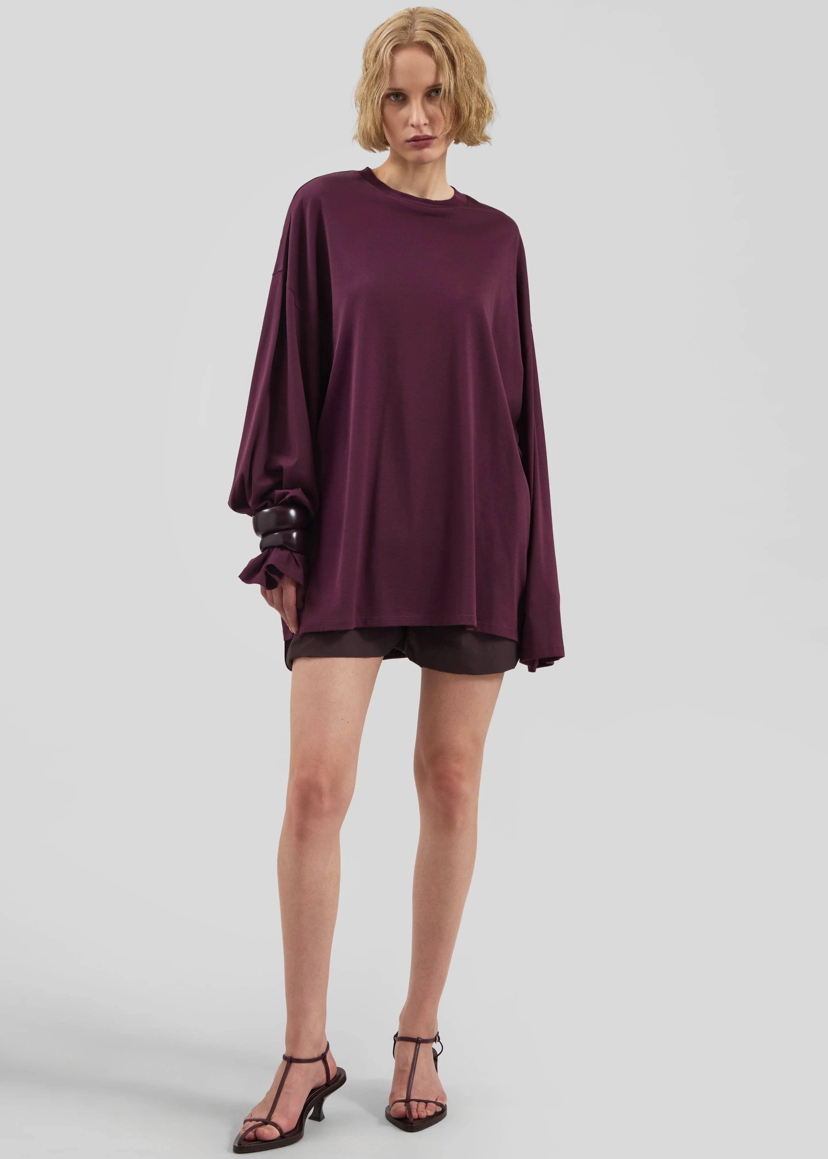 Rio Oversized Sleeve Tee - Burgundy - Image 3
