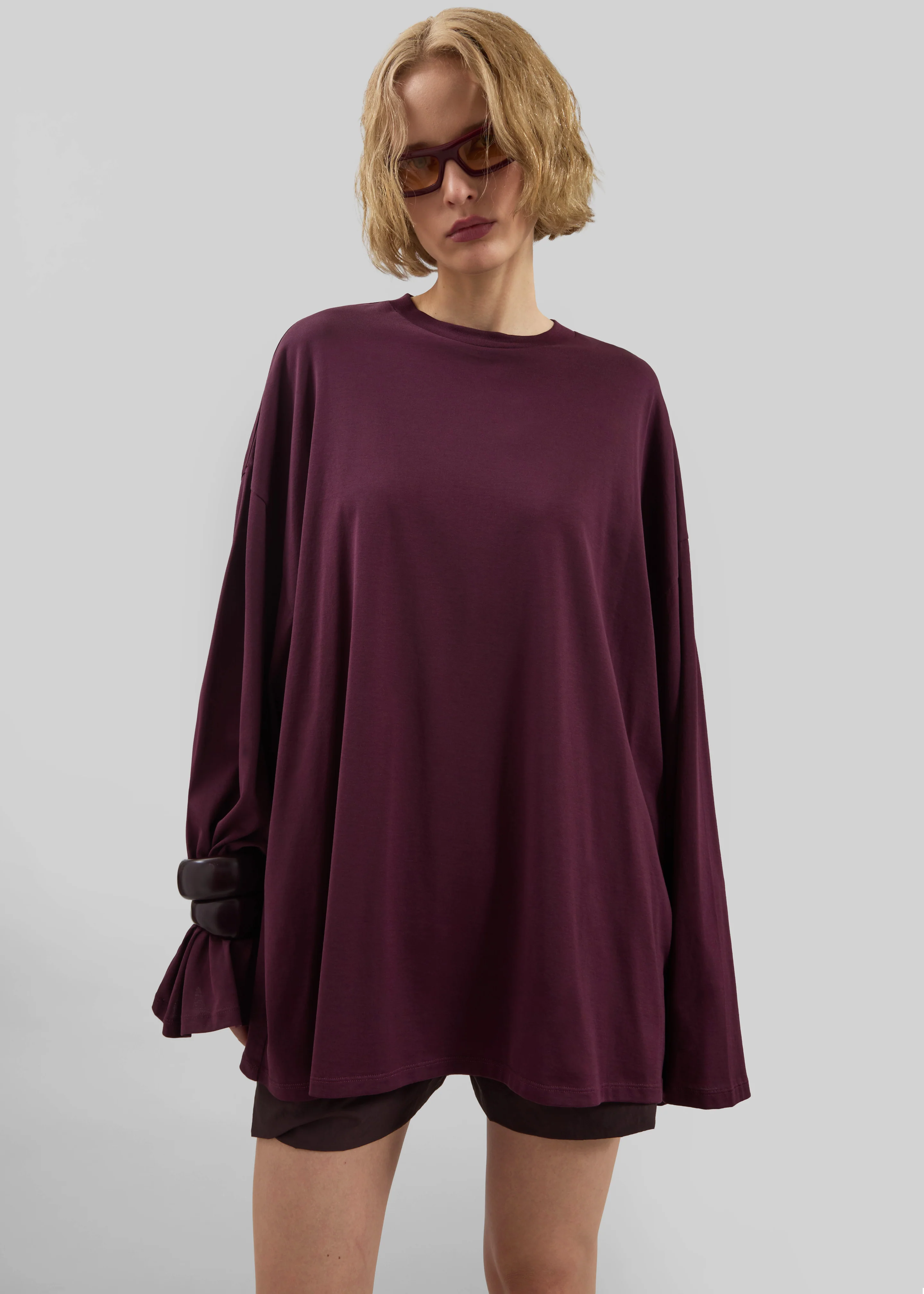Rio Oversized Sleeve Tee - Burgundy - Image 4