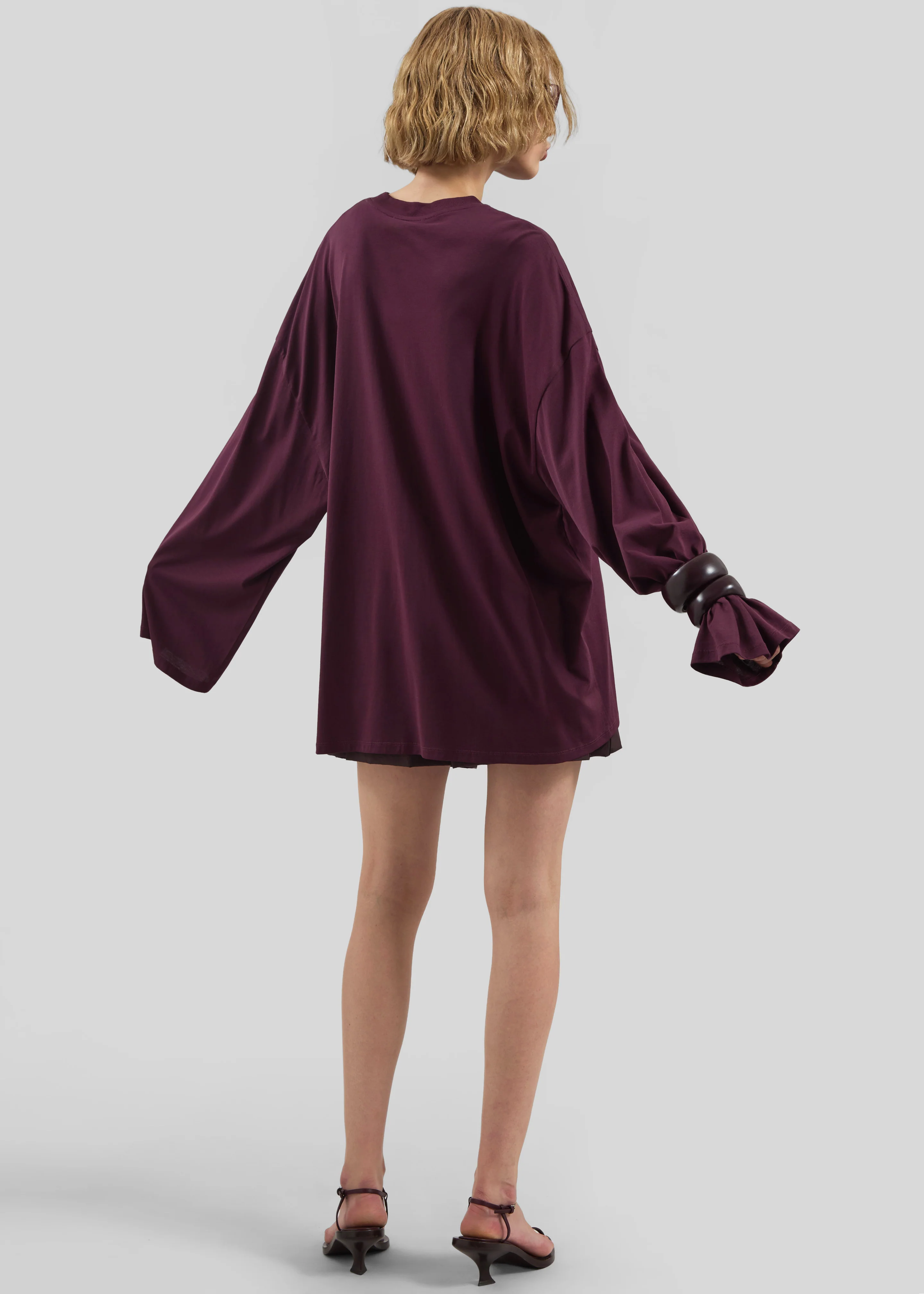 Rio Oversized Sleeve Tee - Burgundy - Image 5