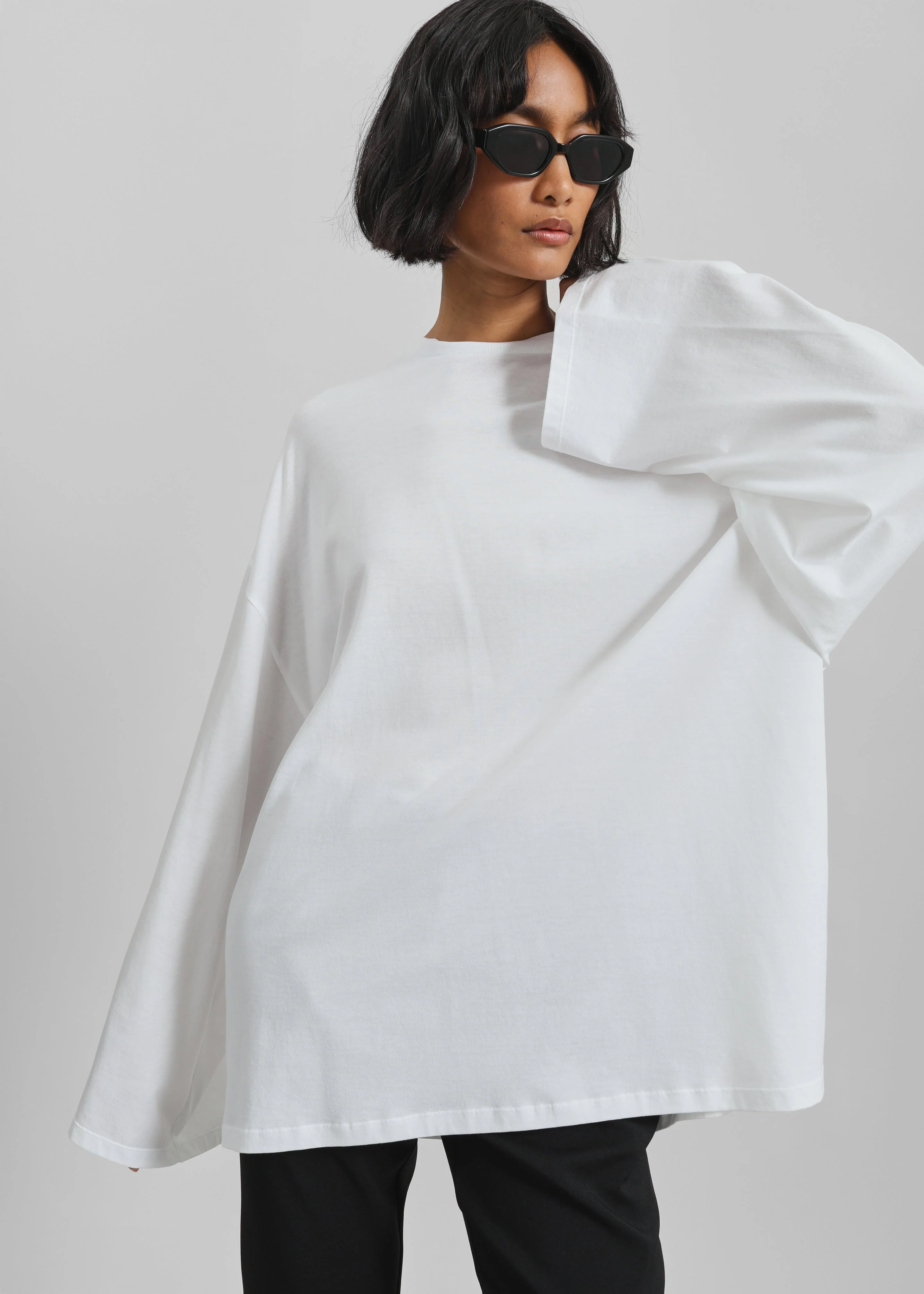 Rio Oversized Sleeve Tee - White - Image 4