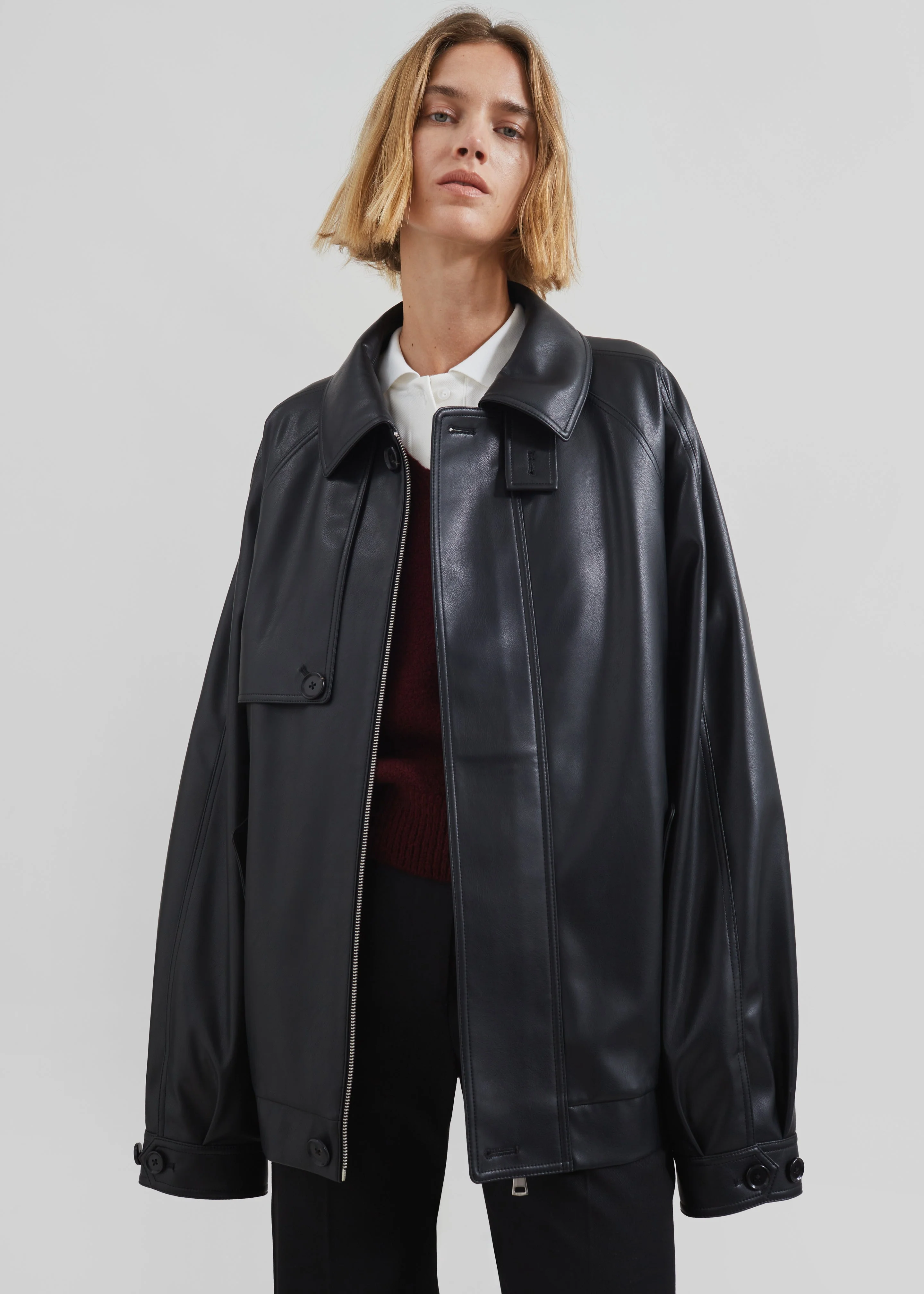Roisin Faux Leather Jacket - Black - Image 6