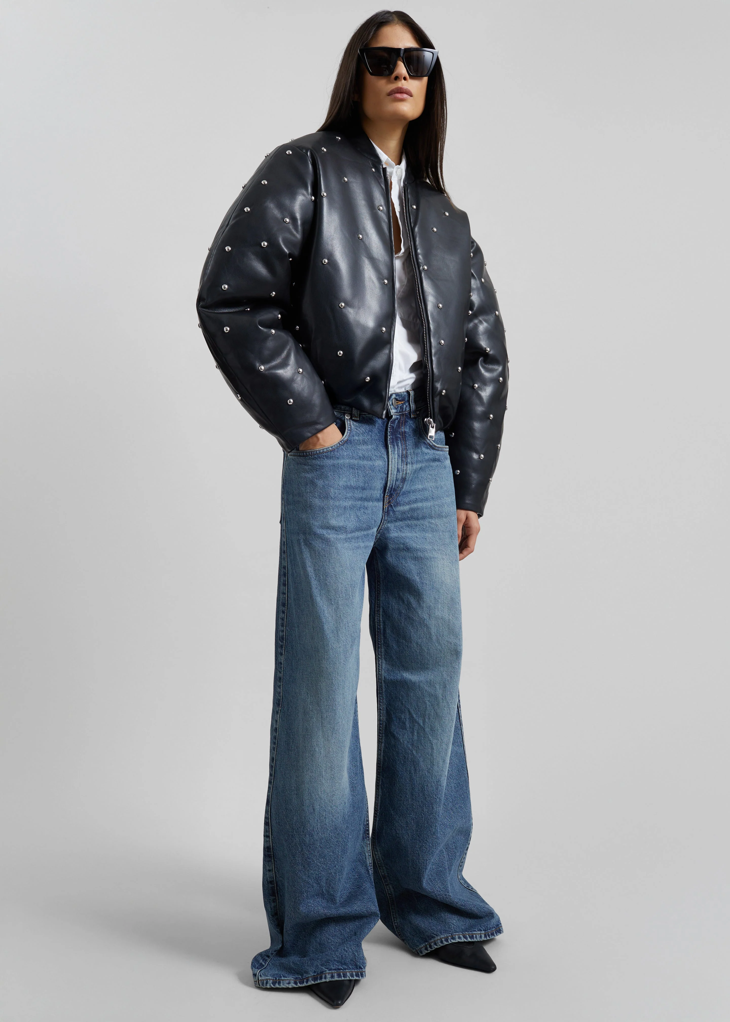 Rotate Studded Padded Jacket - Black - Image 2