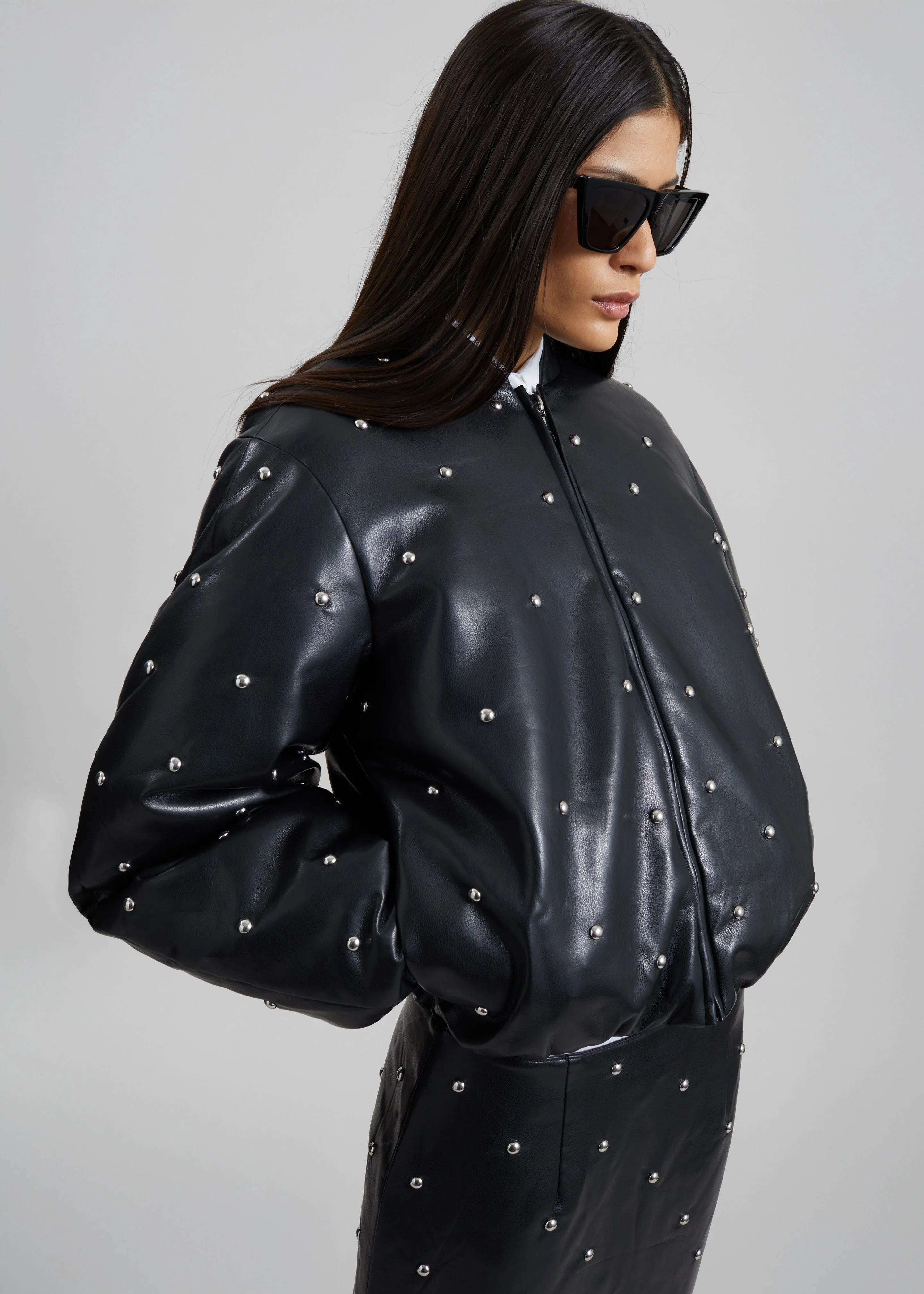 Rotate Studded Padded Jacket - Black - Image 6