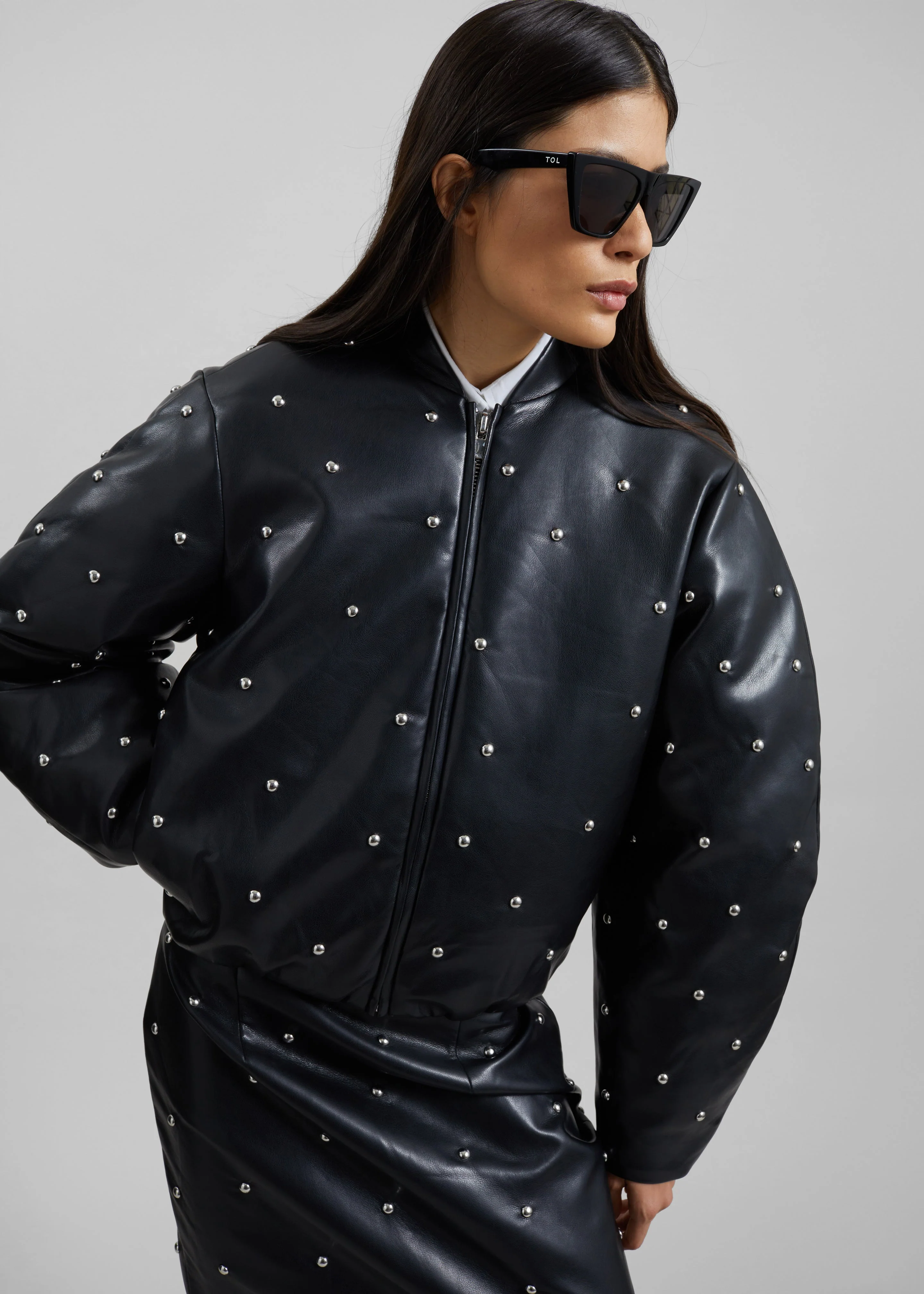 Rotate Studded Padded Jacket - Black - Image 7
