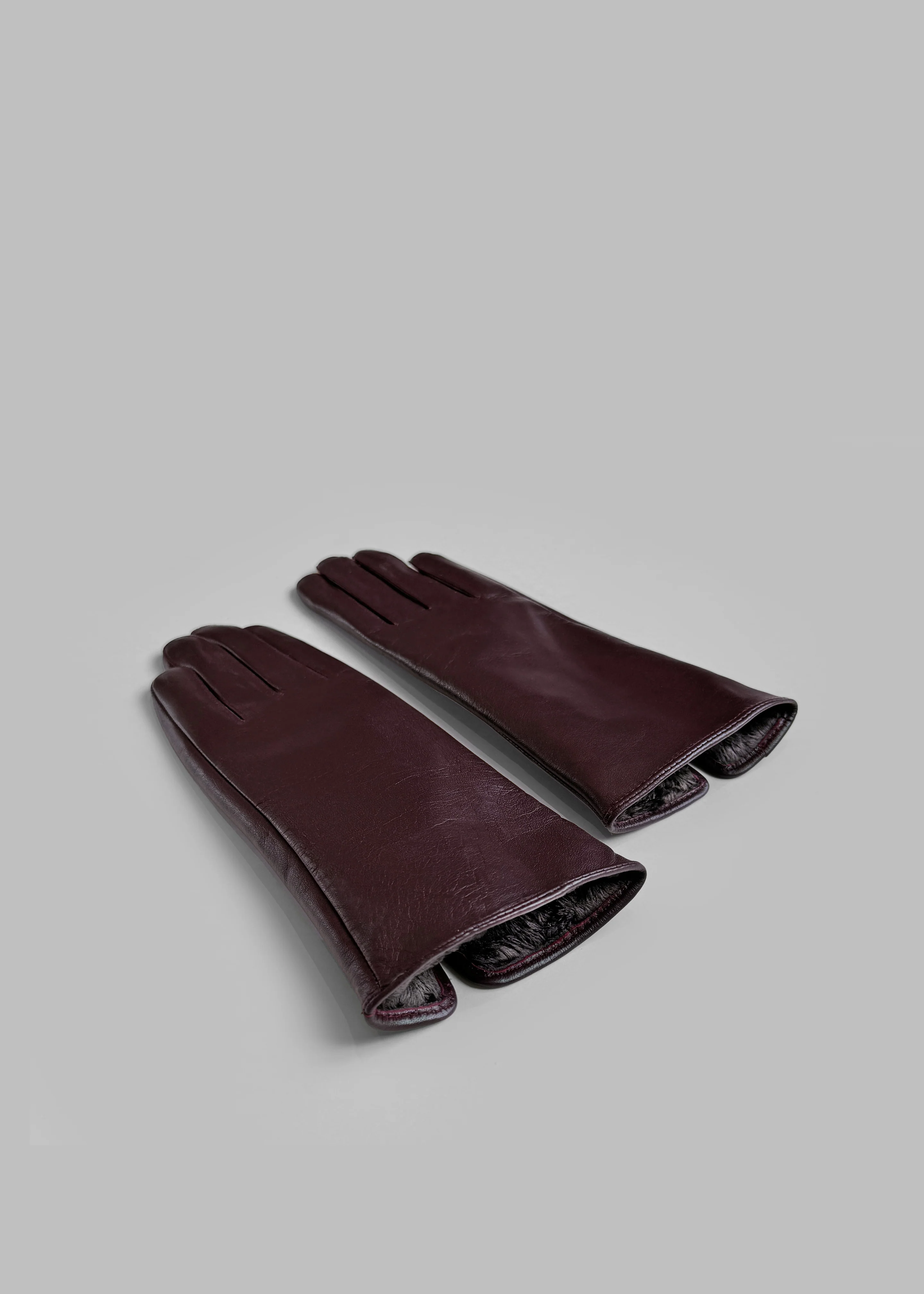 Ruby Leather Gloves - Burgundy - Image 2
