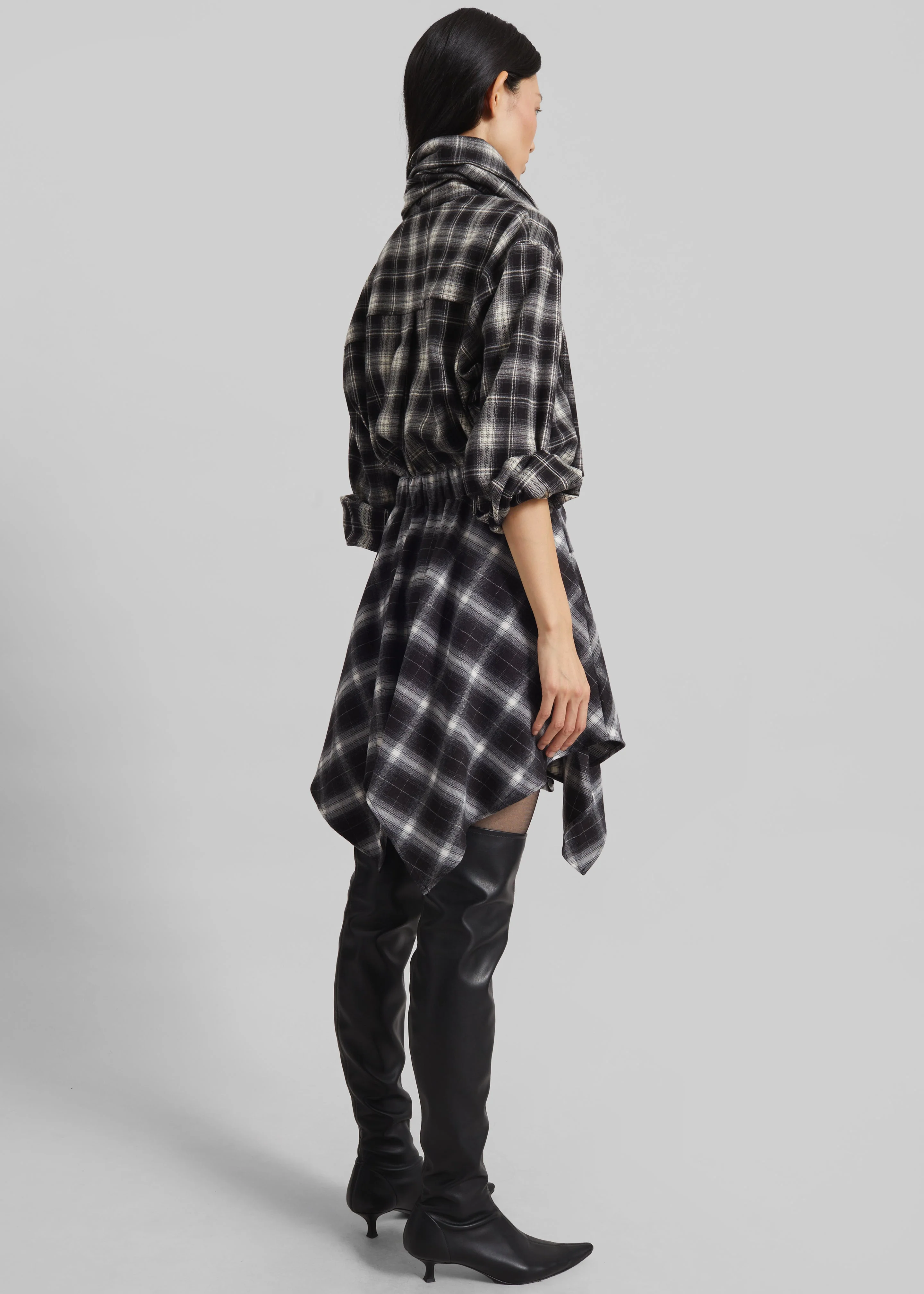 Rue Scarf Shirt - Black Plaid - Image 9