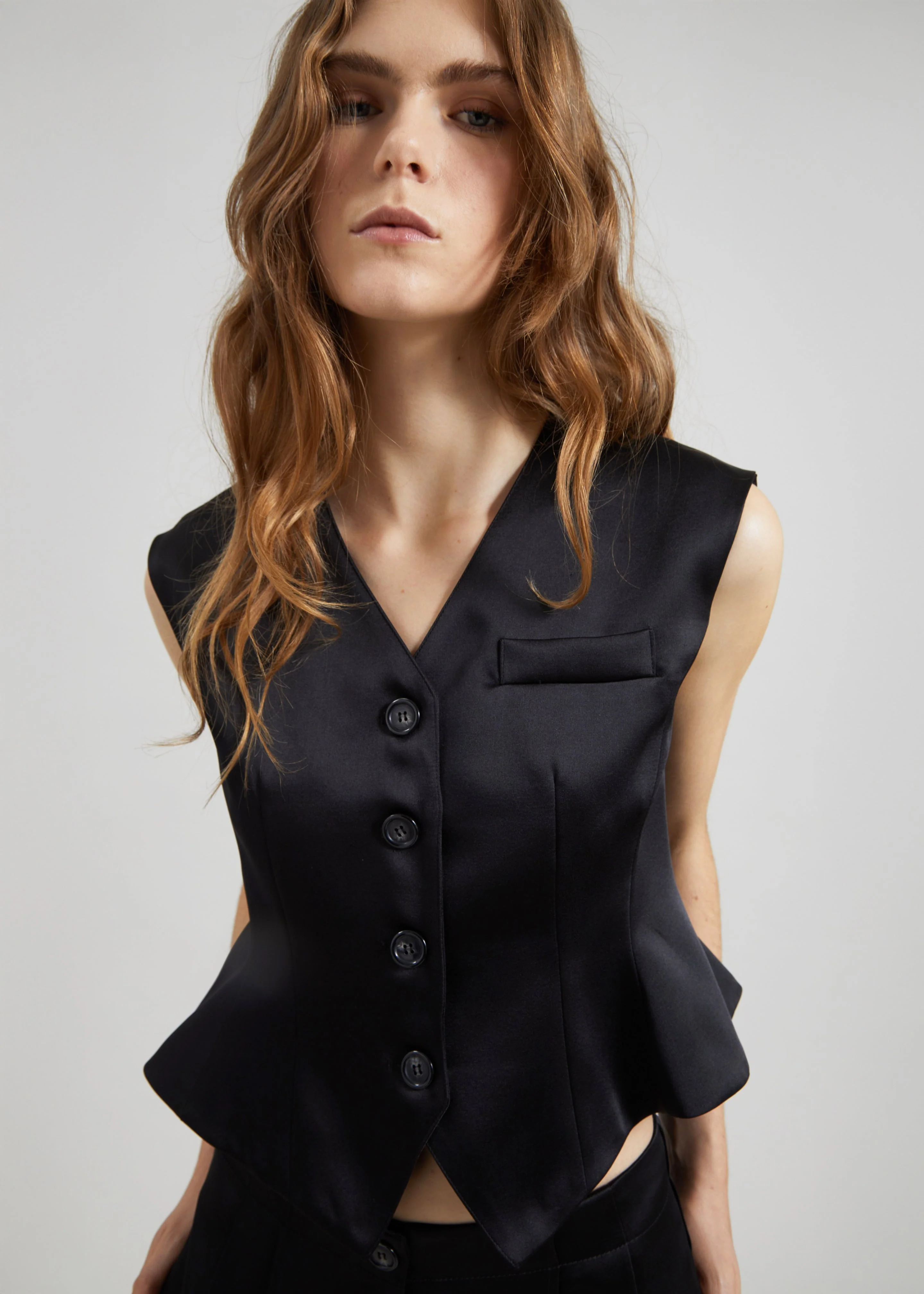 Rui Satin Vest - Black