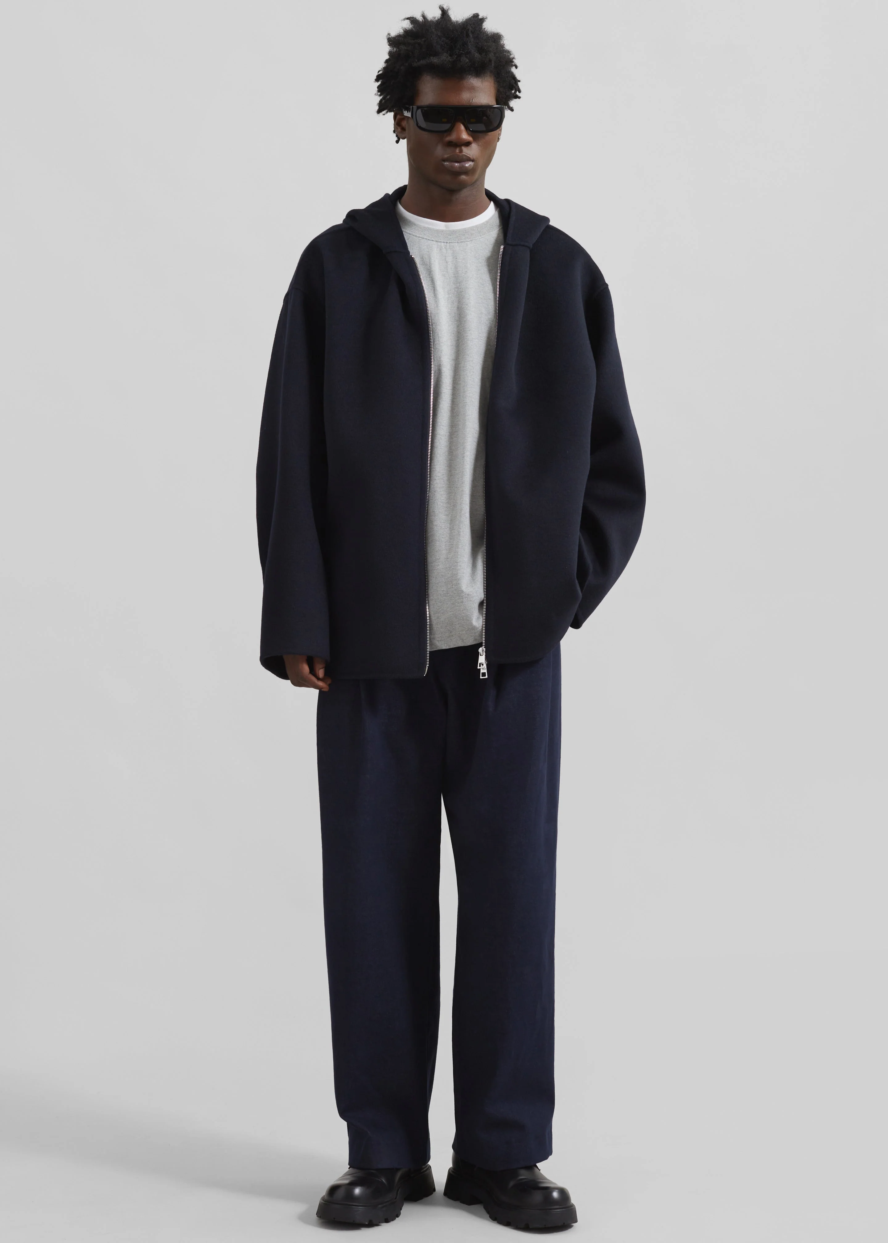 Rye Hooded Wool Jacket - Navy - Image 3