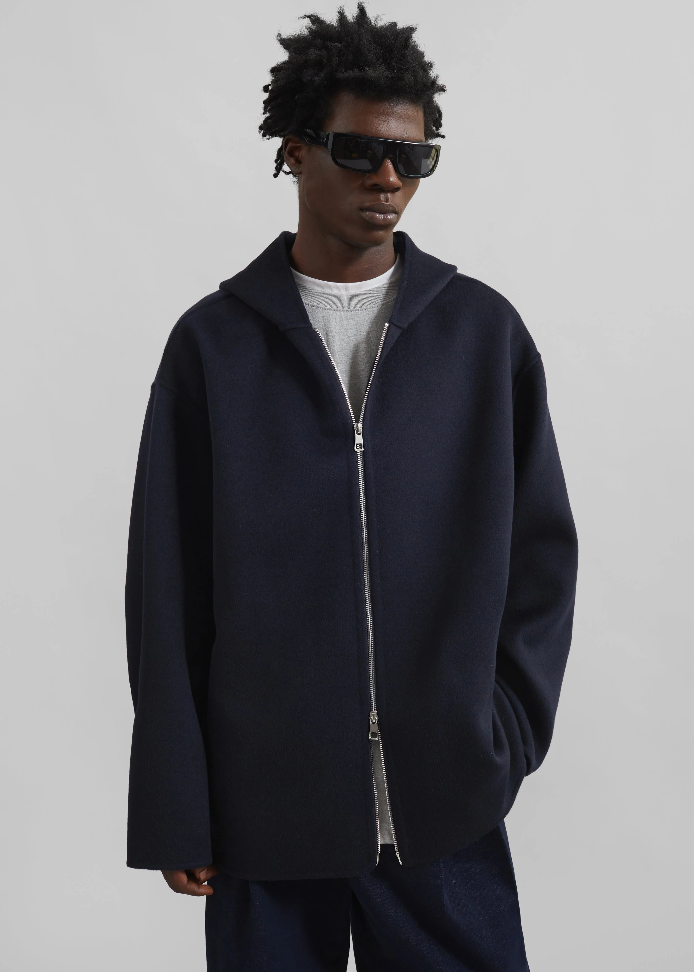 Rye Hooded Wool Jacket - Navy - Image 4