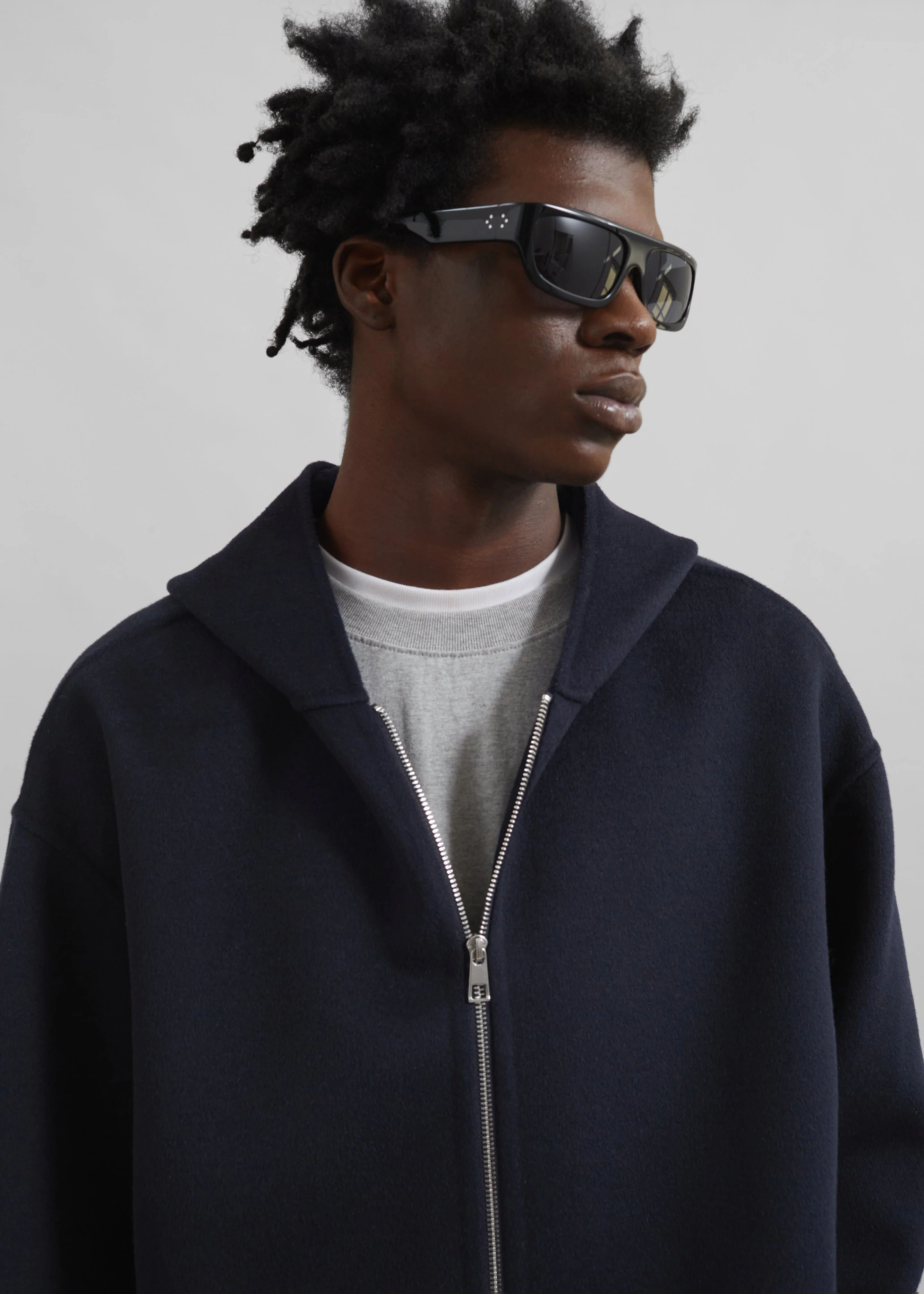 Rye Hooded Wool Jacket - Navy - Image 5