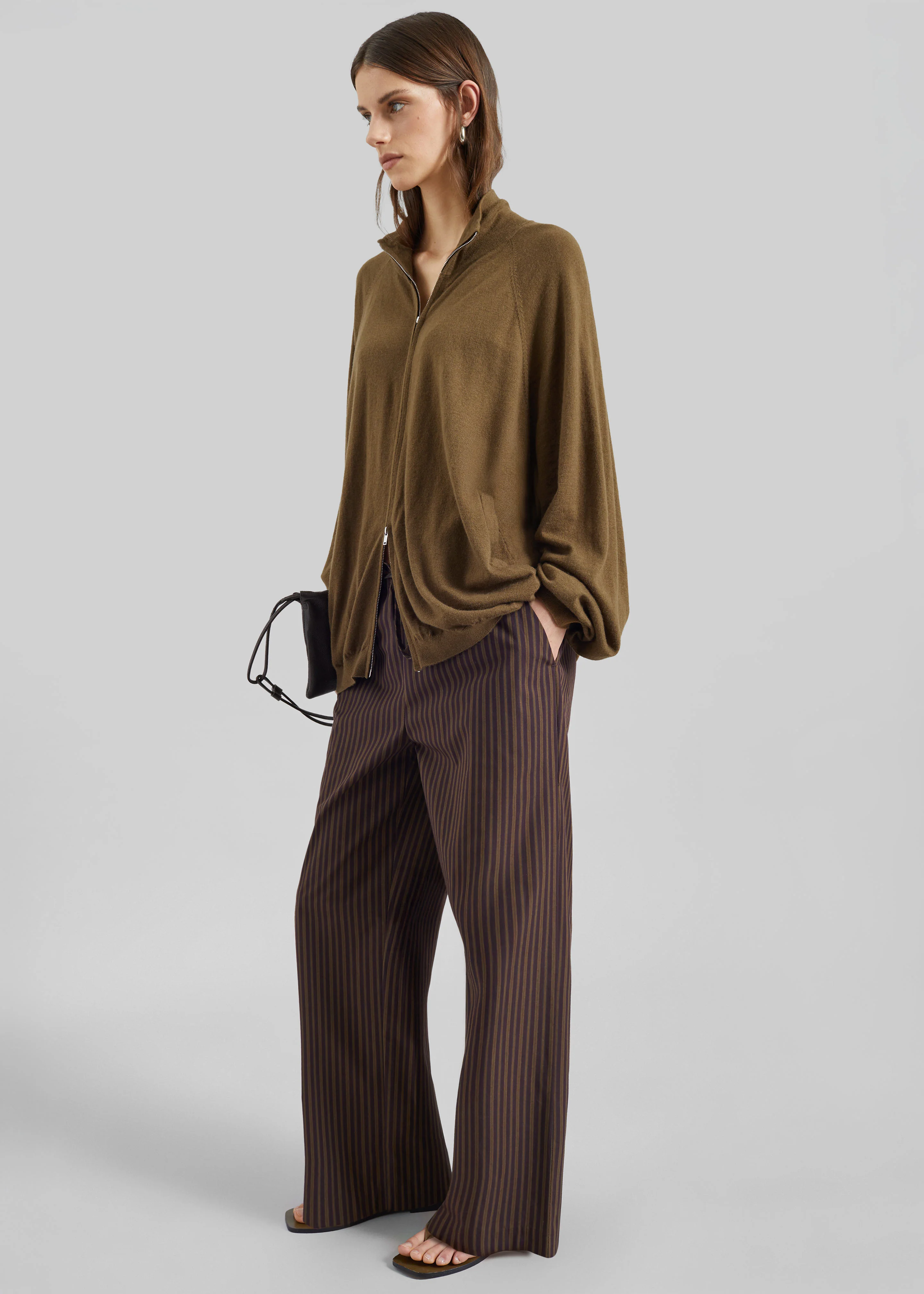 Seia Cotton Drawstring Pants - Burgundy Stripe