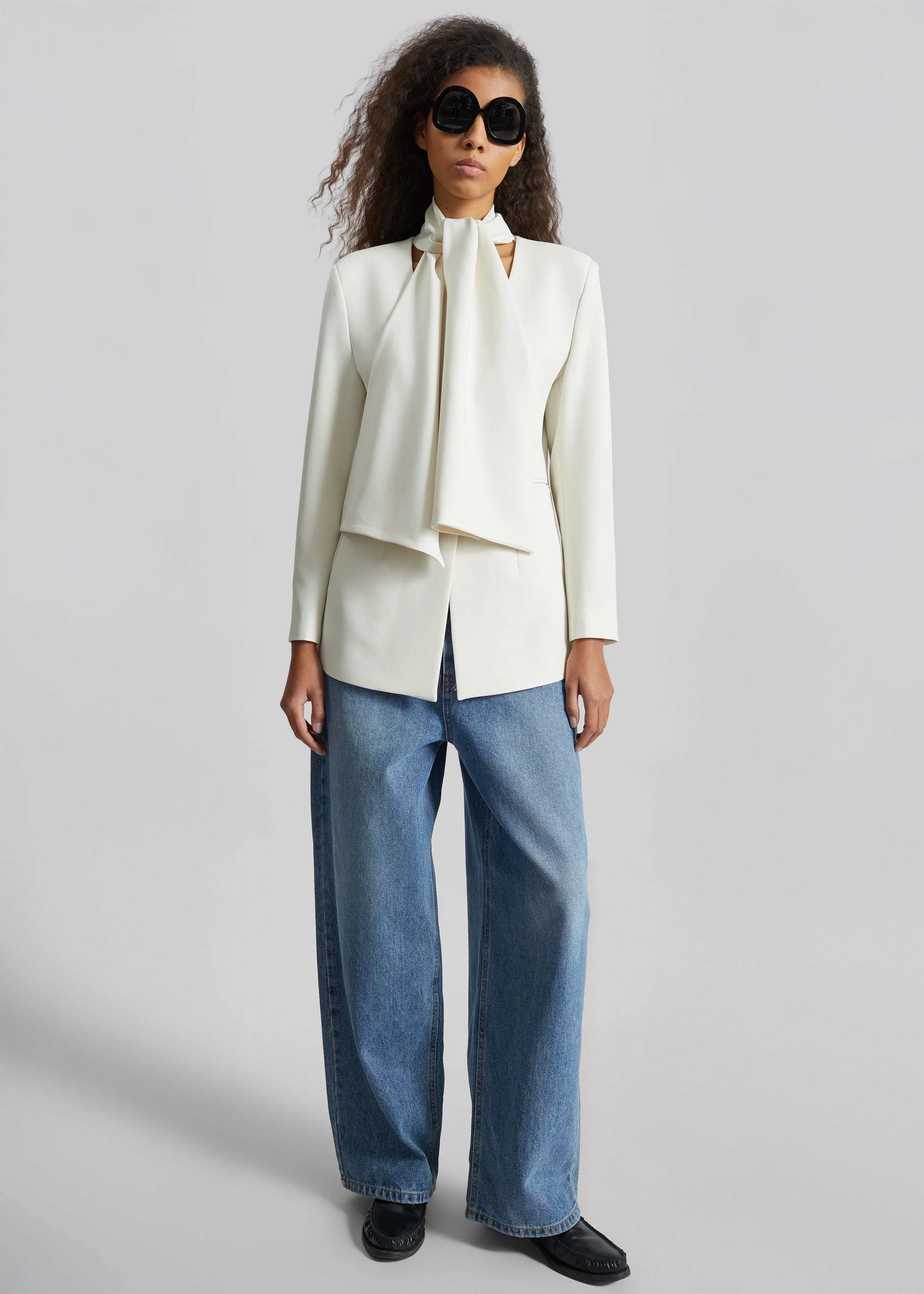 Seika Scarf Blazer - Ivory - Image 6