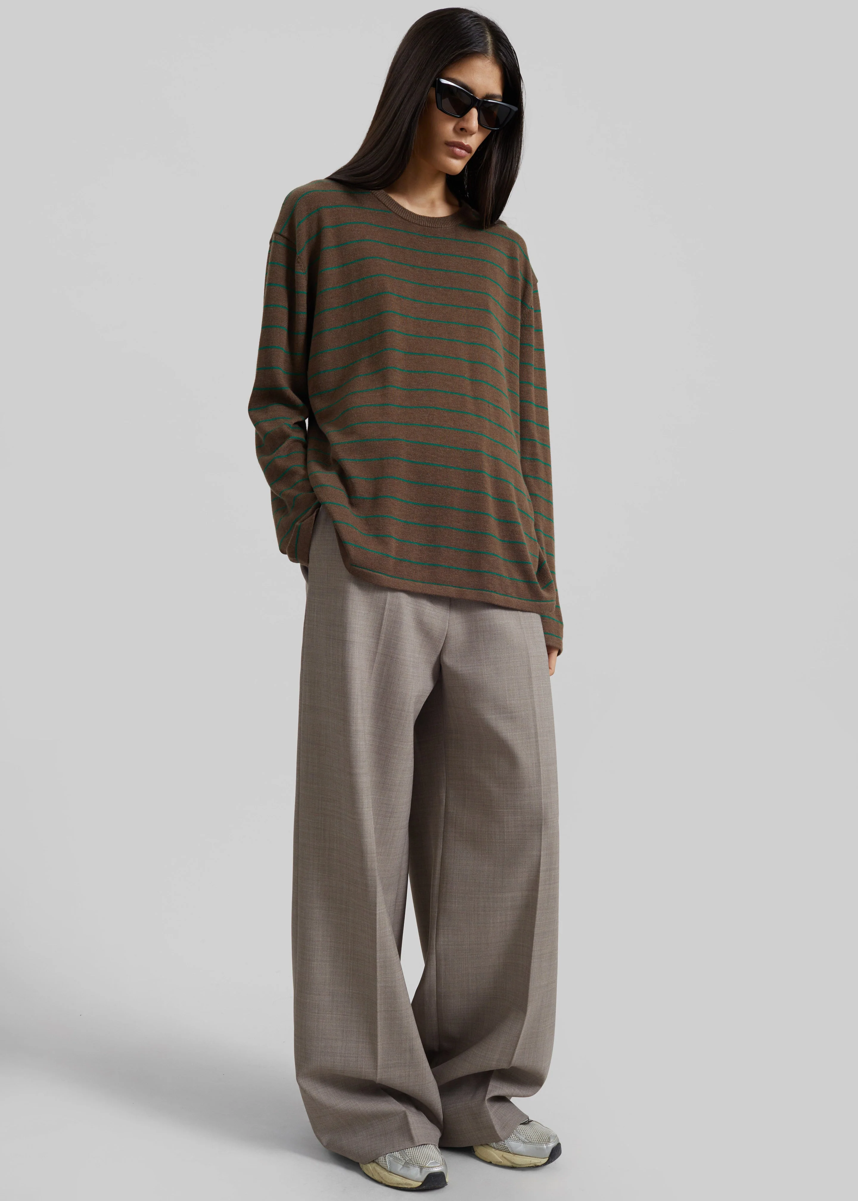 Sena Knit Pullover - Brown/Green Stripe - Image 2