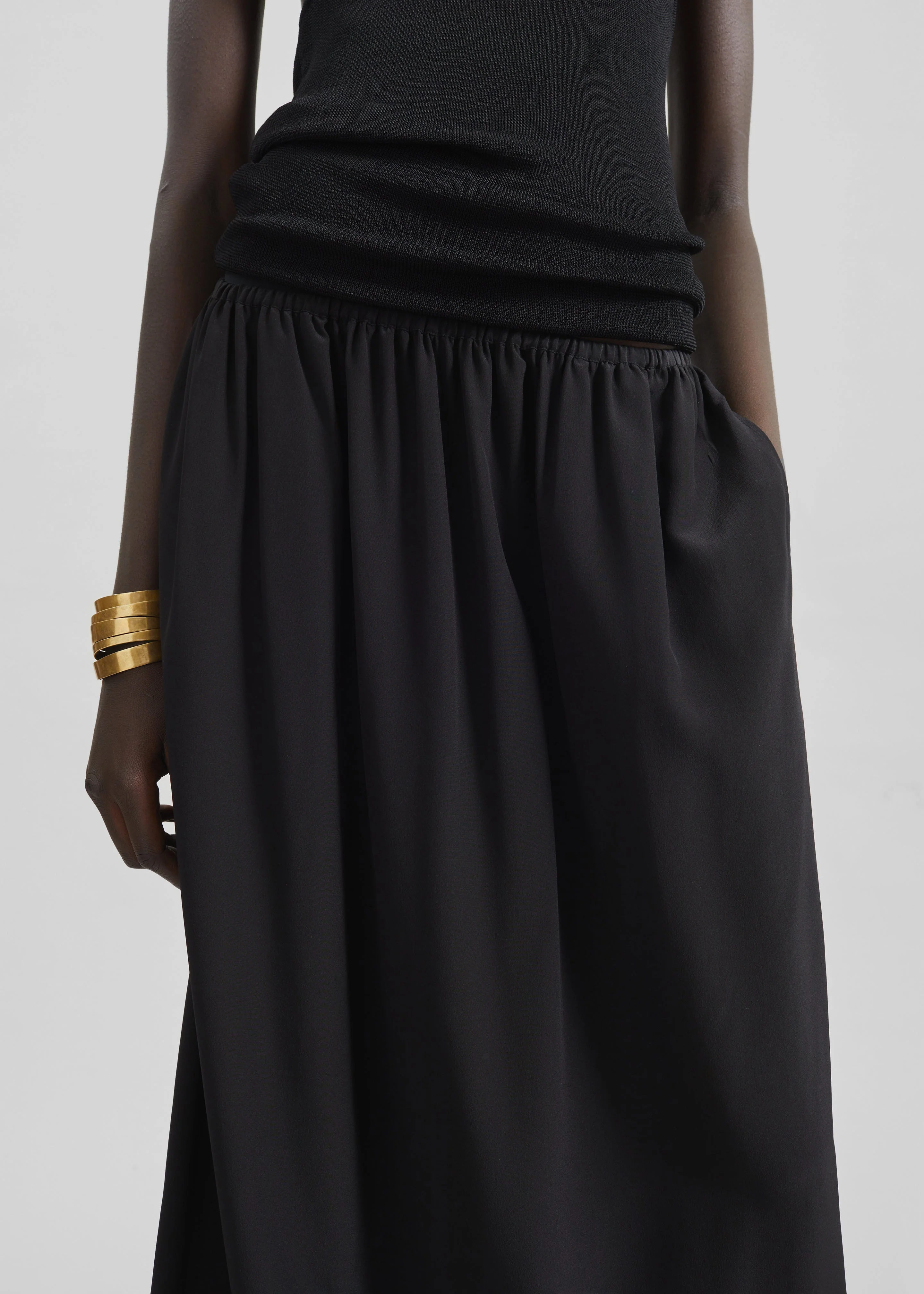 Sibena Silk Maxi Skirt - Black - Image 3