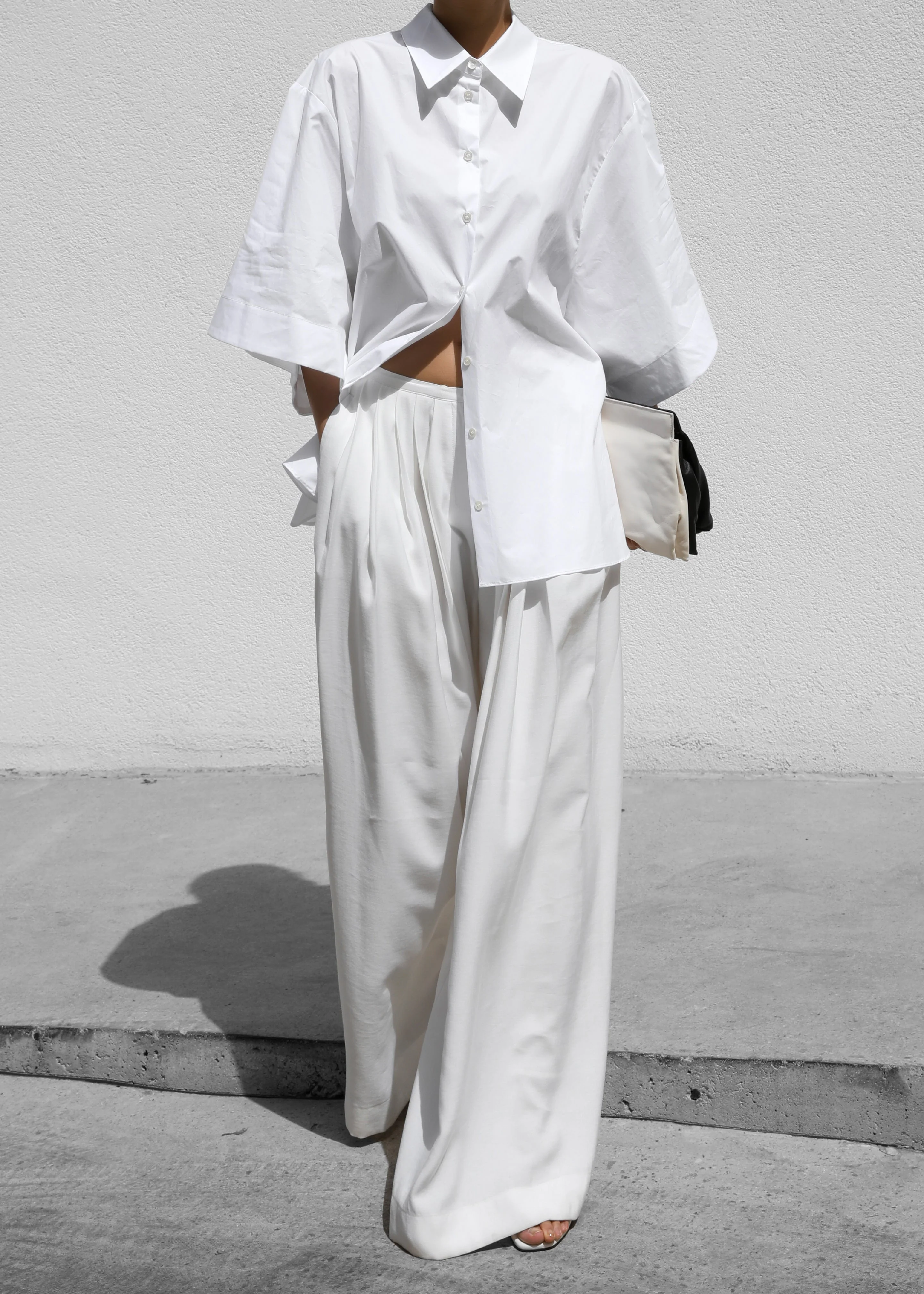 Sloane Wide Leg Trousers - White - Image 10