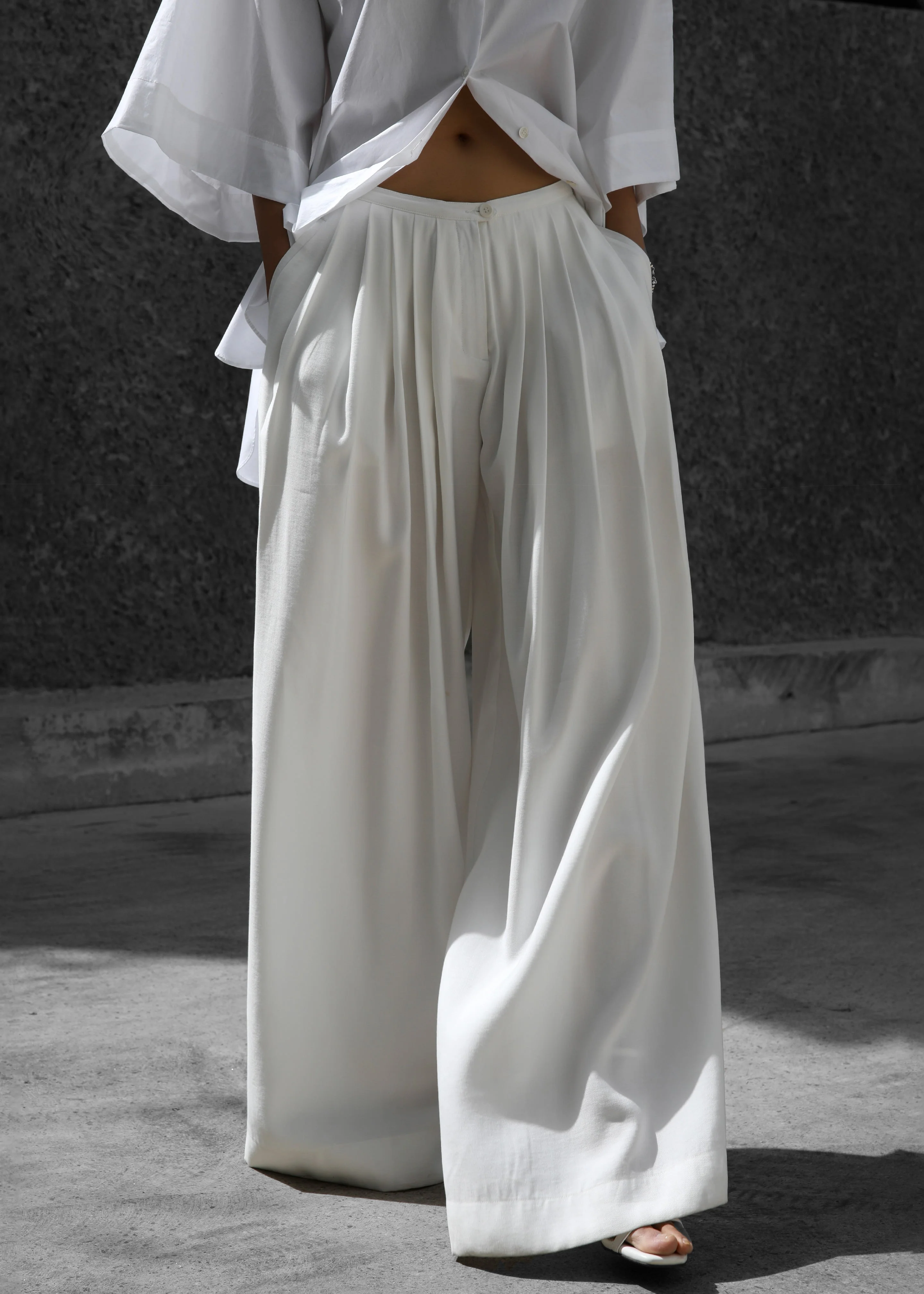 Sloane Wide Leg Trousers - White - Image 11