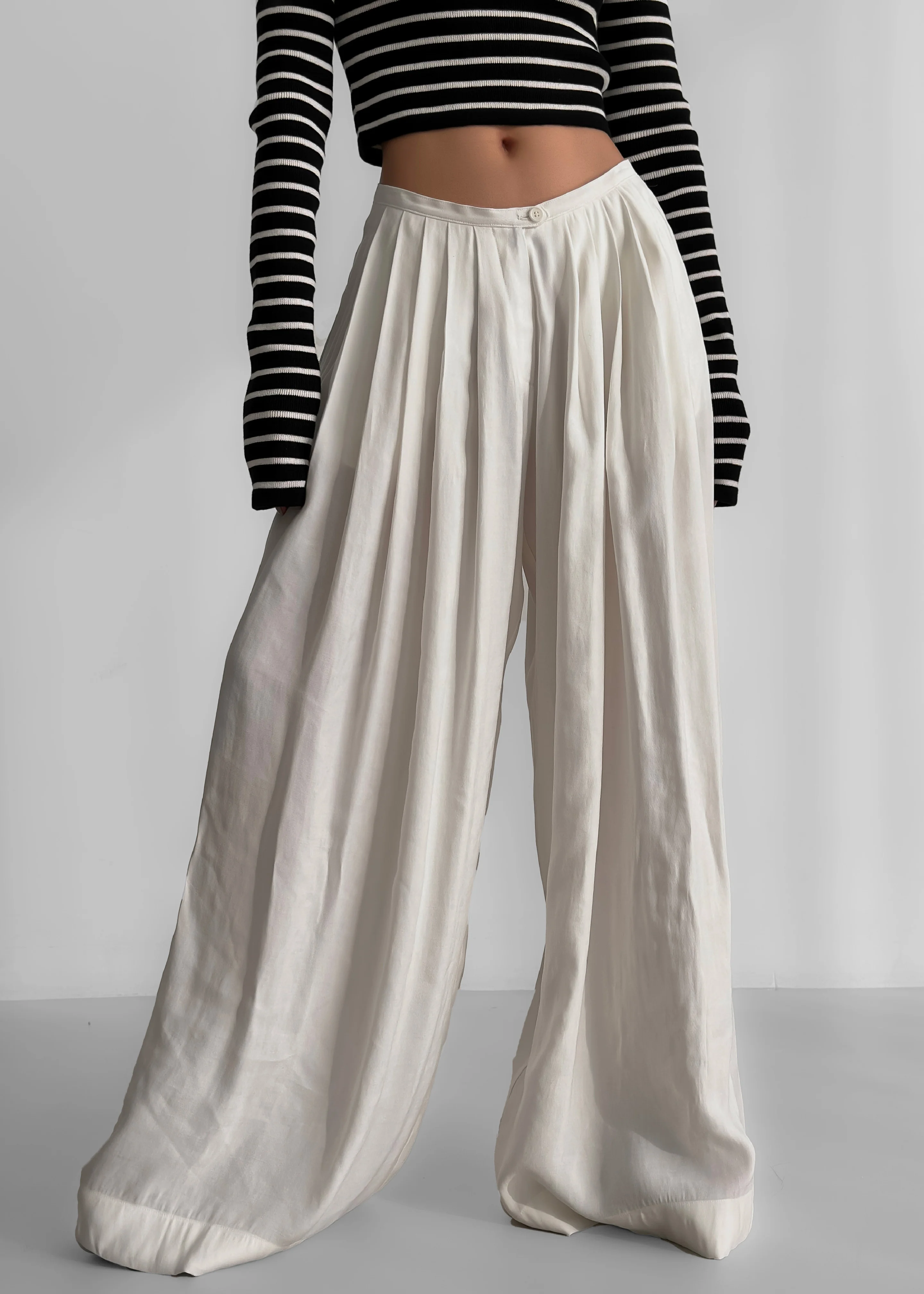 Sloane Wide Leg Trousers - White - Image 2
