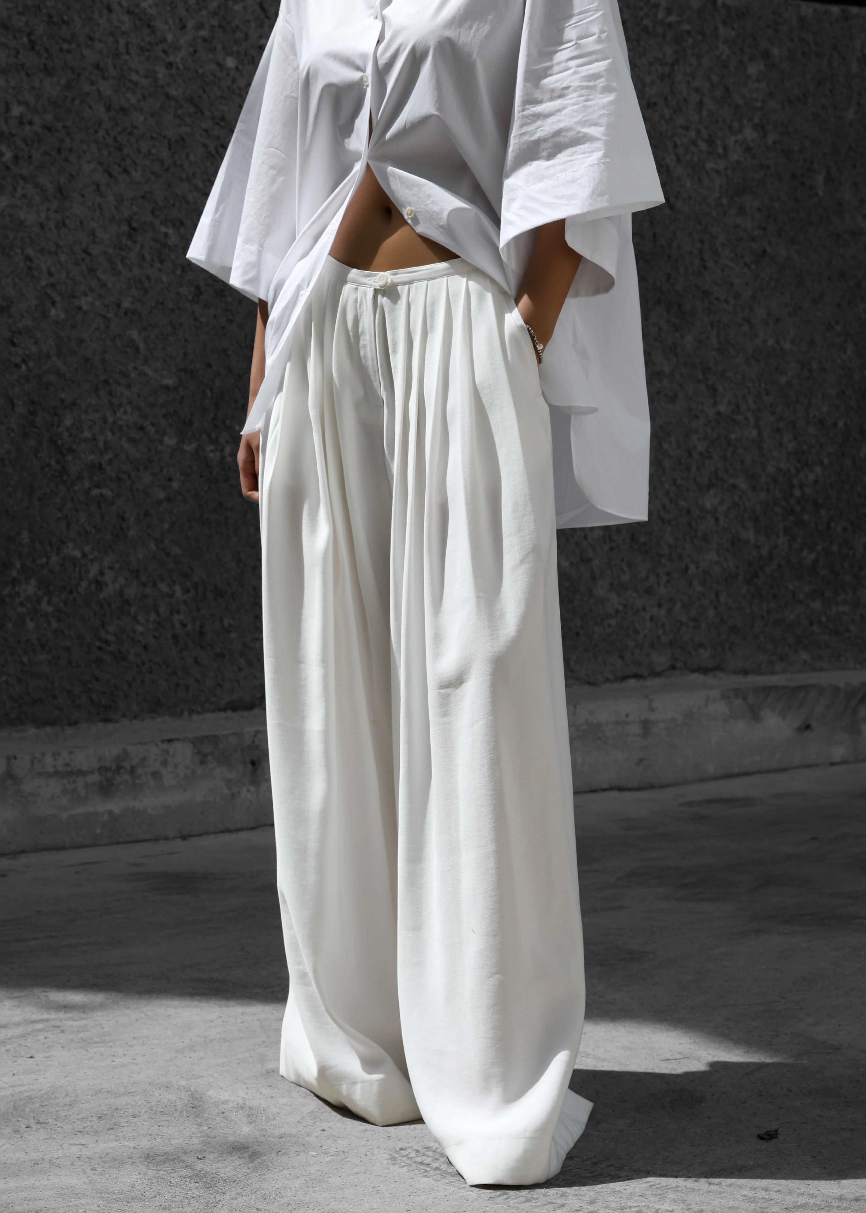 Sloane Wide Leg Trousers - White - Image 4