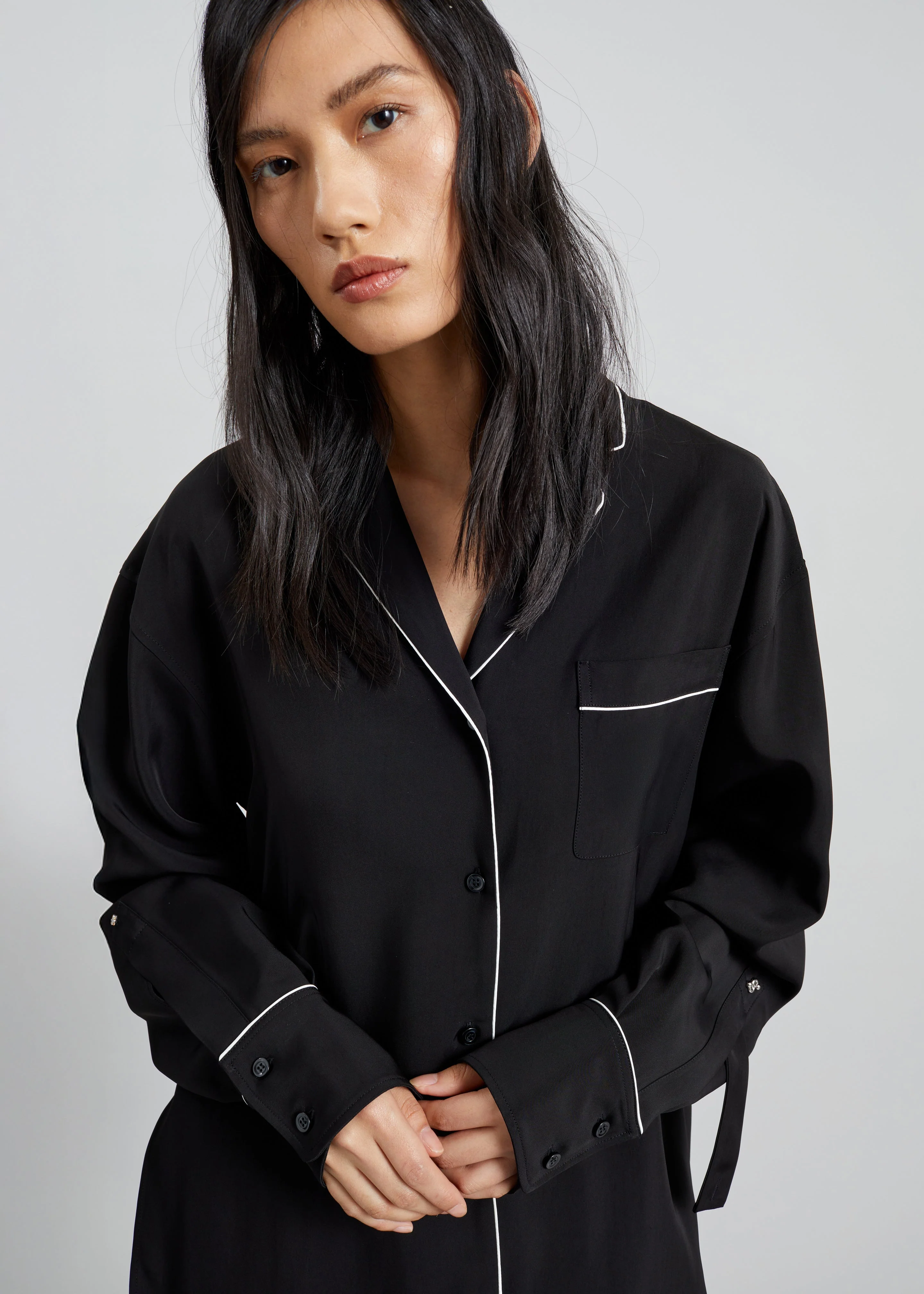 Sportmax Cocco Satin Overshirt - Black - Image 3