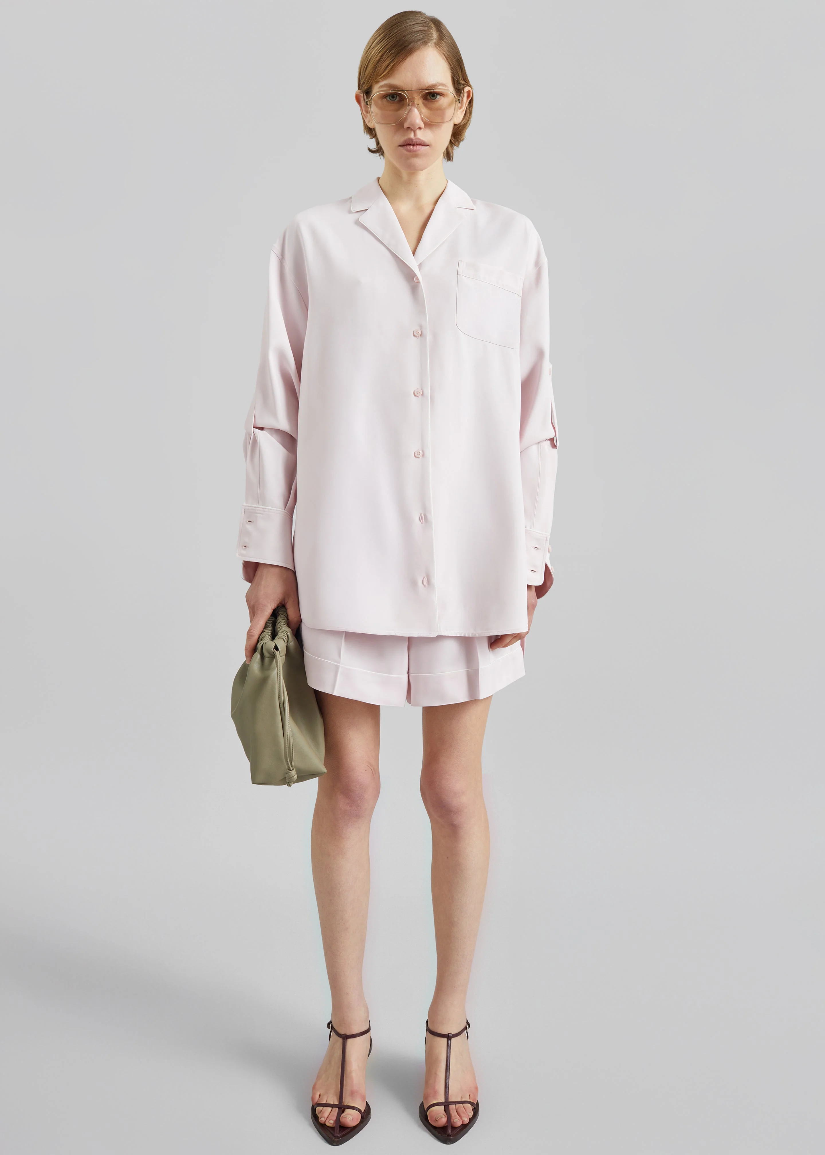 Sportmax Cocco Satin Overshirt - Pink - Image 4